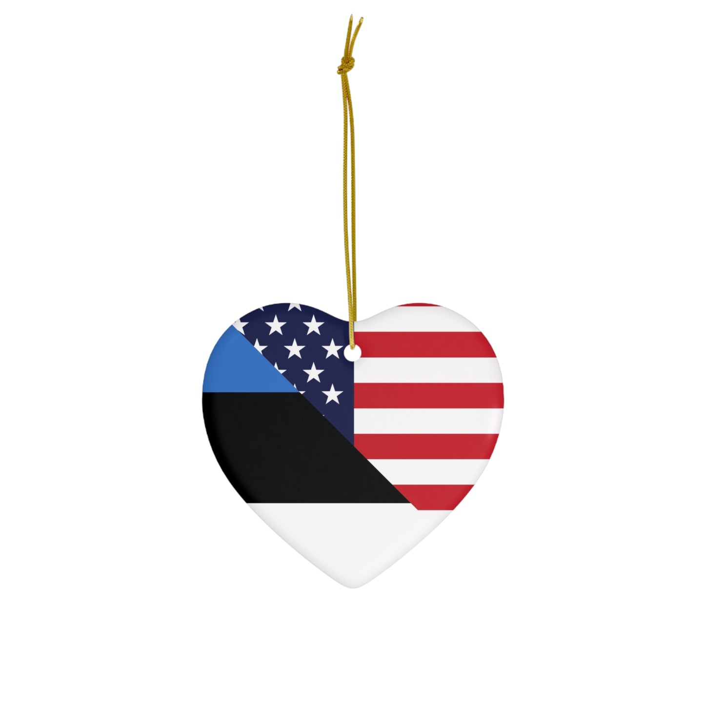 Estonian American Flag Estonia USA Ceramic Ornament | Christmas Tree Ornaments