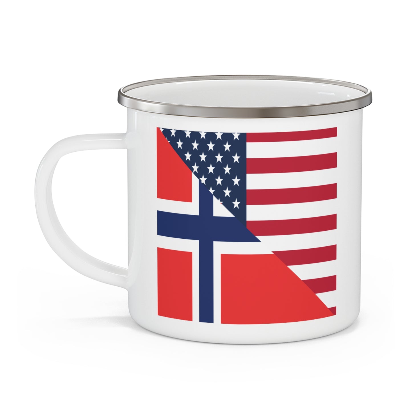 Norwegian American Flag Norway USA 12oz Enamel Mug