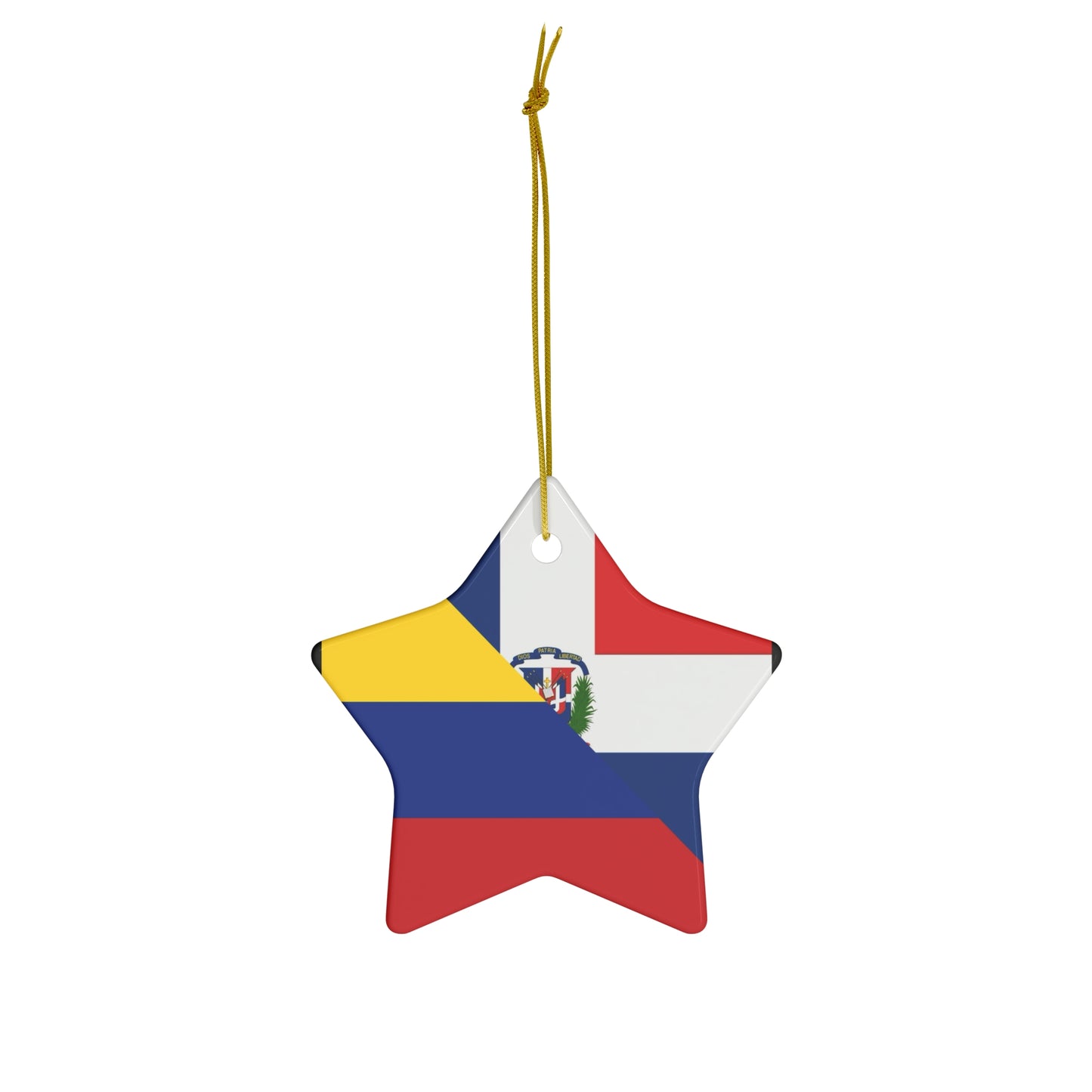 Dominican Colombian Flag Ceramic Ornaments | DR Colombia Dominican Republic Christmas Tree