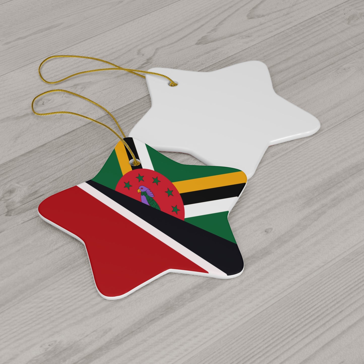 Trinidad Dominica Flag Trini Tobago Ceramic Ornament | Christmas Tree Ornaments