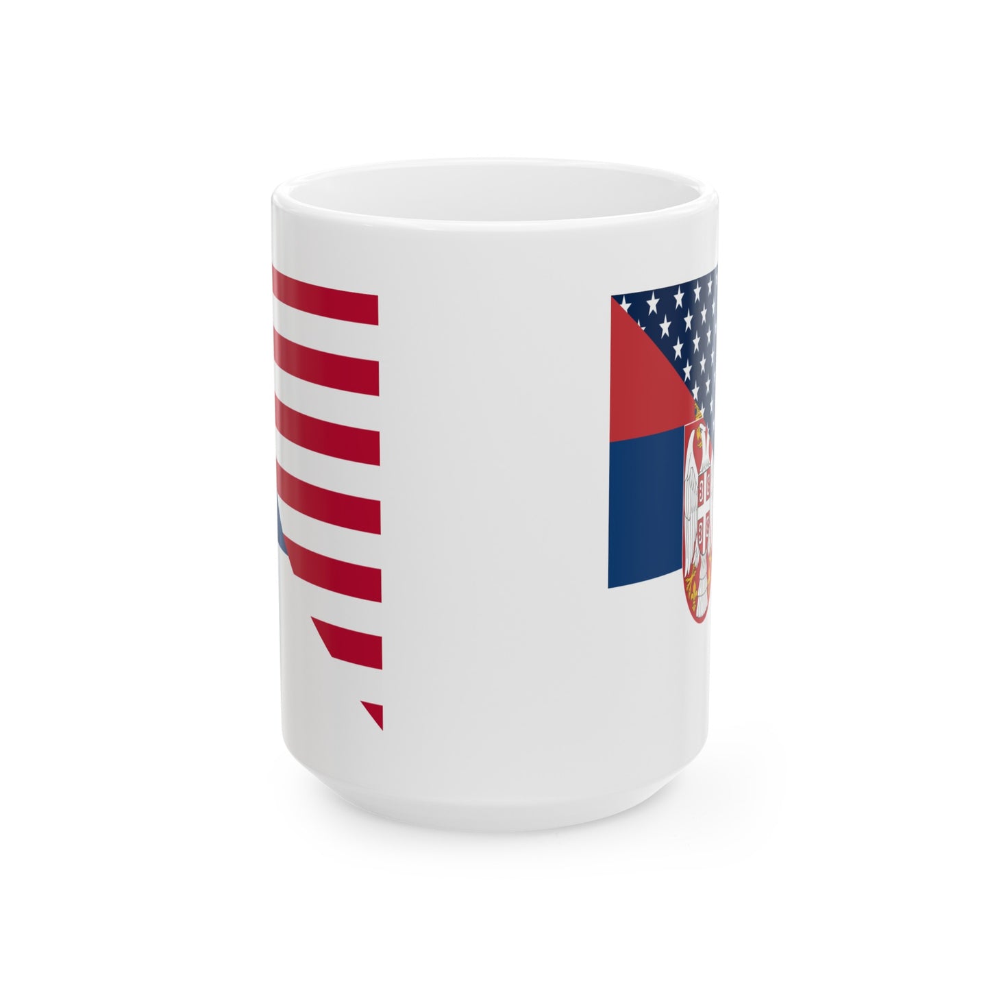 Serbian American Flag Half Serbia USA Ceramic Mug 11oz, 15oz Cup