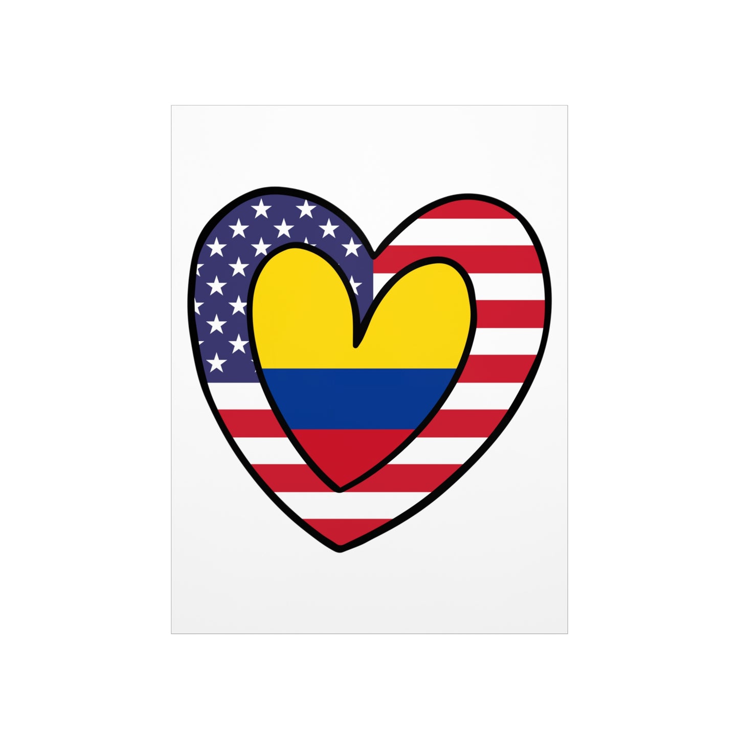 Colombian American Heart Valentines Day Gift Half Colombia USA Flag Premium Matte Poster