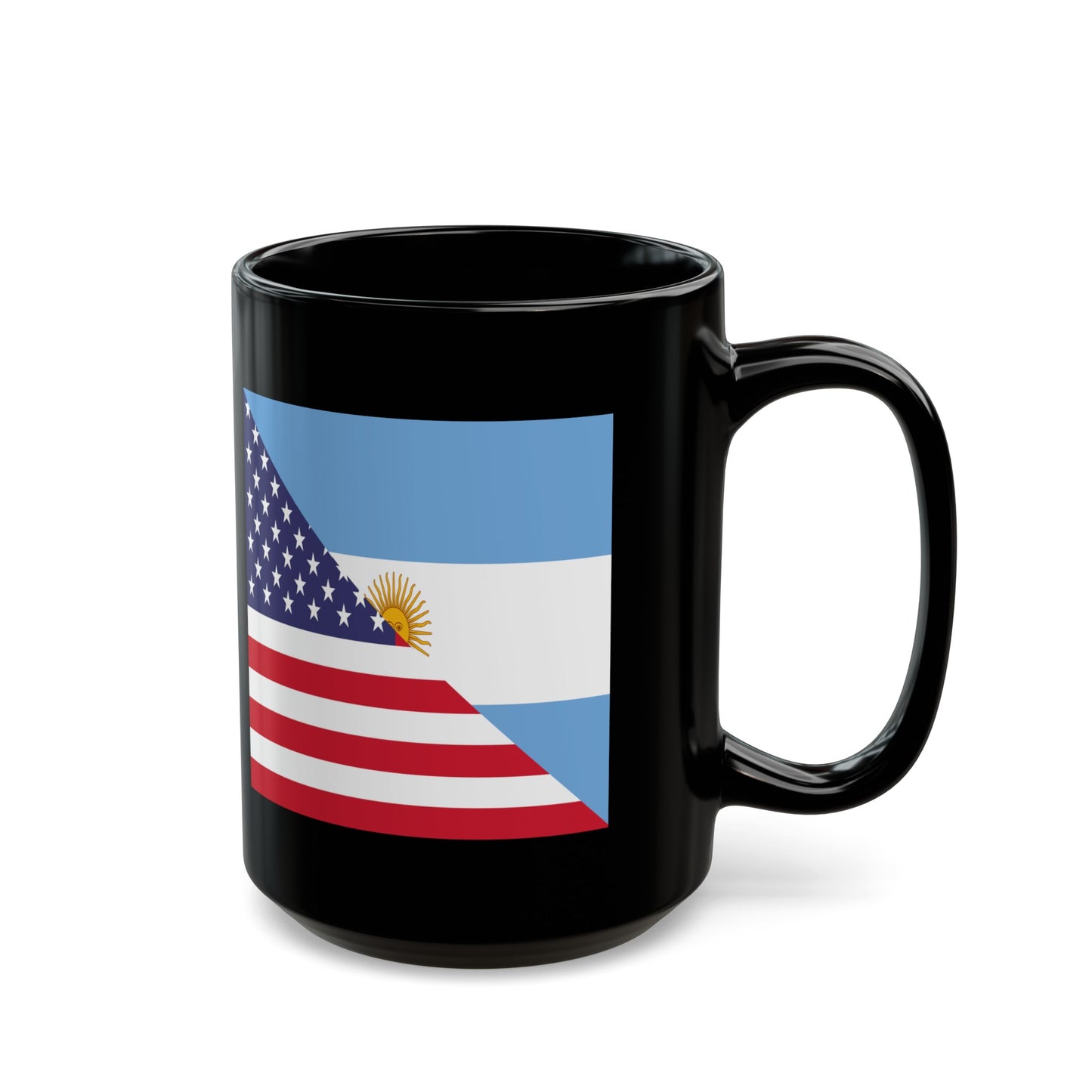 Argentina American Flag Argentinian USA Half Black Mug (11oz, 15oz)