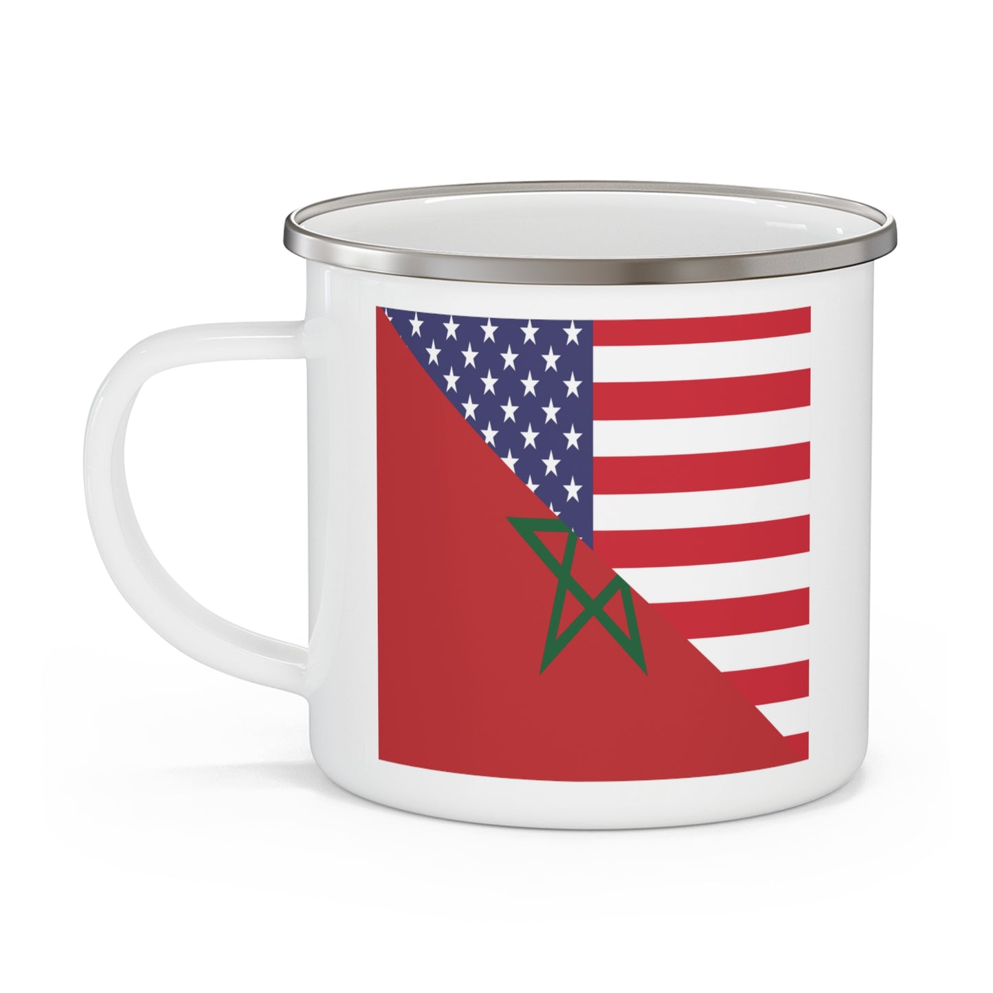 Moroccan American Flag Morocco USA 12oz Enamel Mug