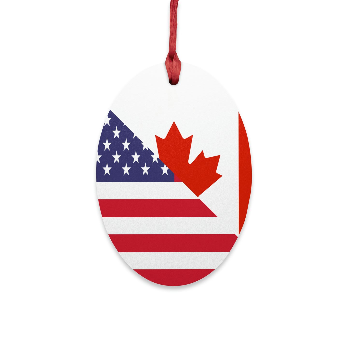 Canadian American Flag Canada USA Wooden Ornament