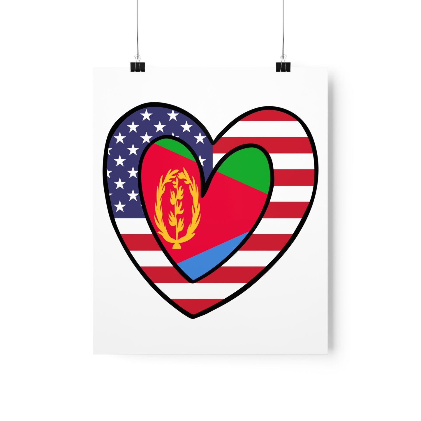American Eritrean Flag Inner Heart USA Eritrea Premium Matte Poster
