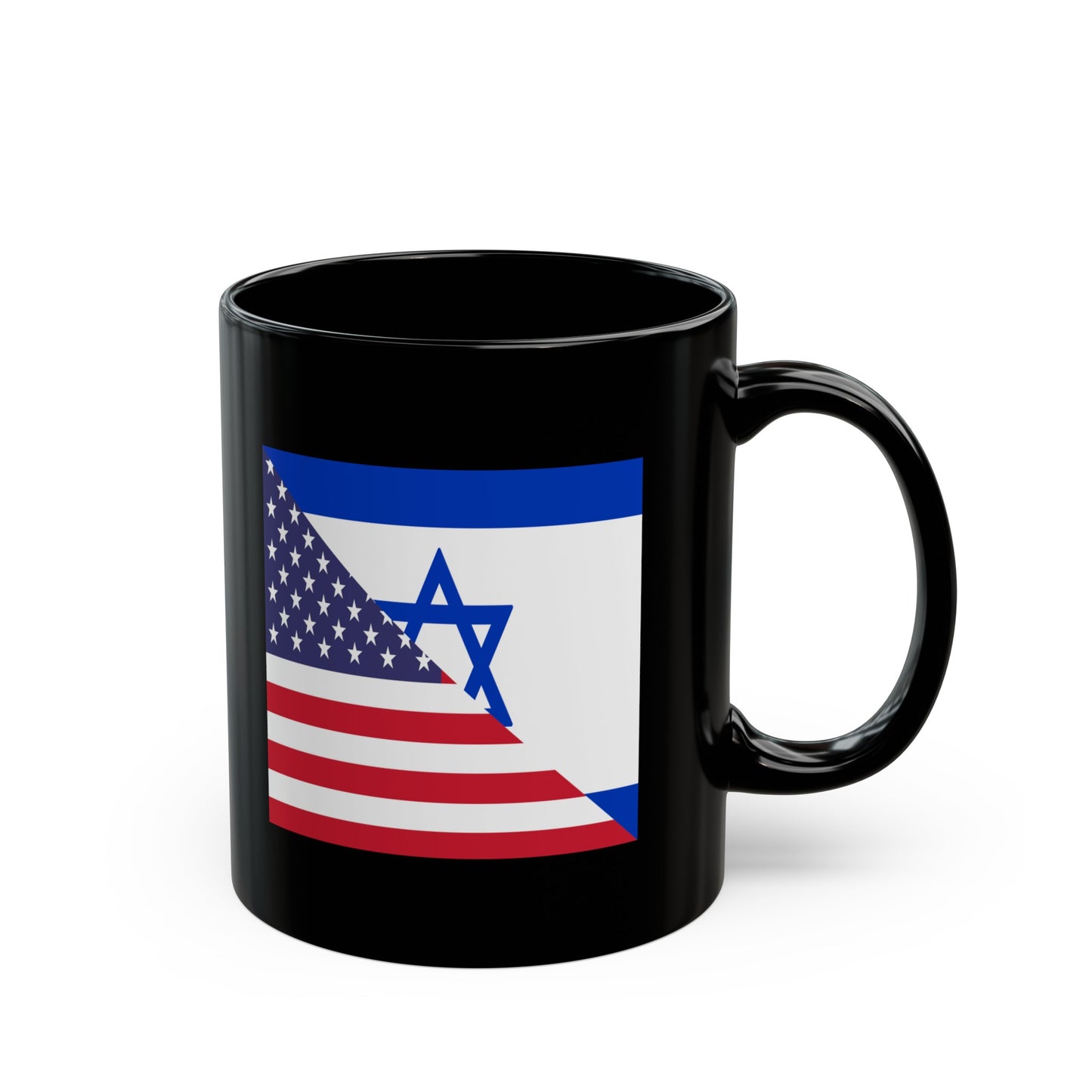 Israel American Flag Half Israeli USA Black Mug (11oz, 15oz)