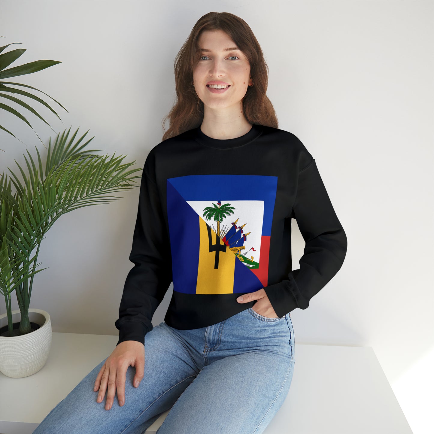 Haitian Bajan Flag Half Haiti Barbados Unisex Sweatshirt