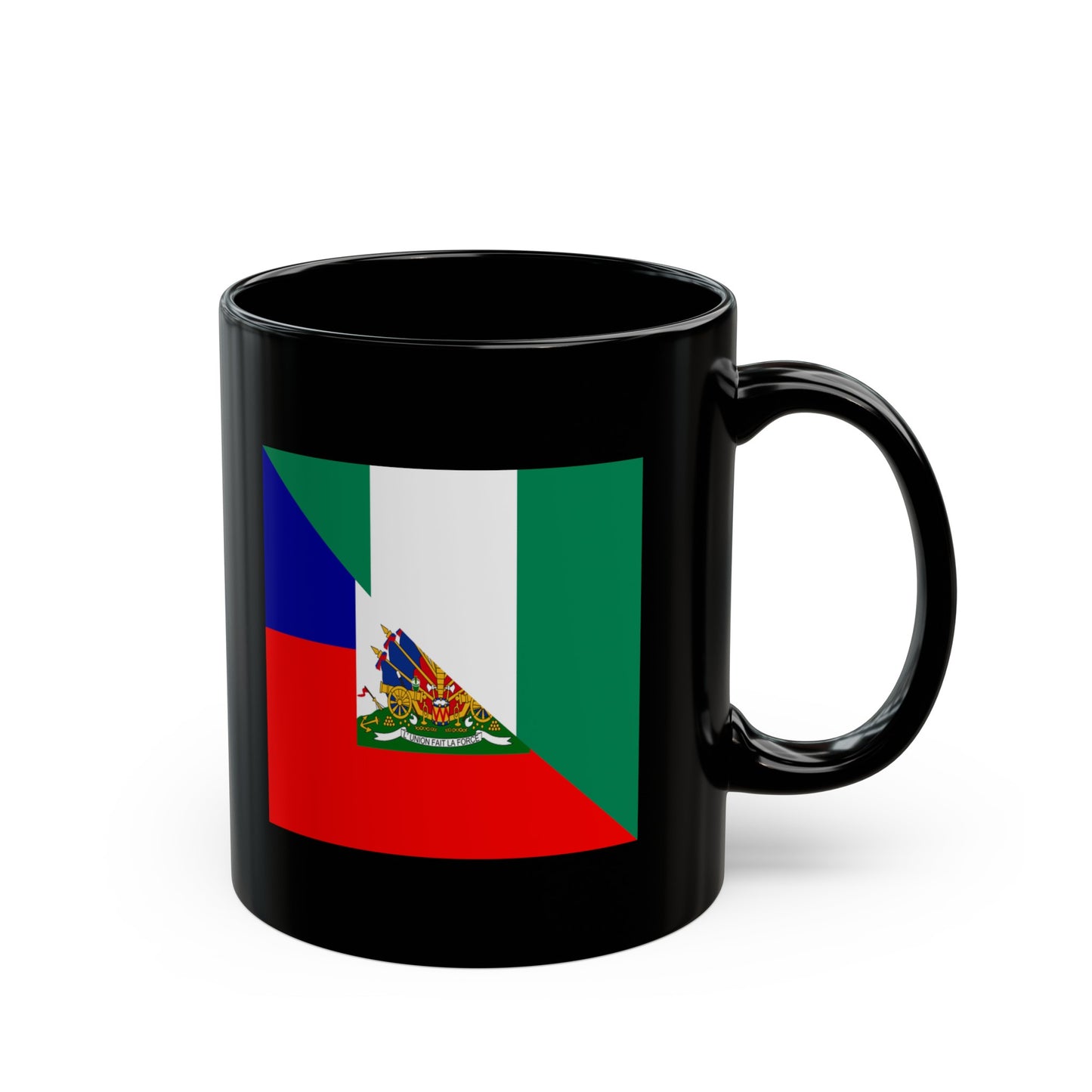 Haitian Nigerian Flag Half Haiti Nigeria Black Mug (11oz, 15oz)