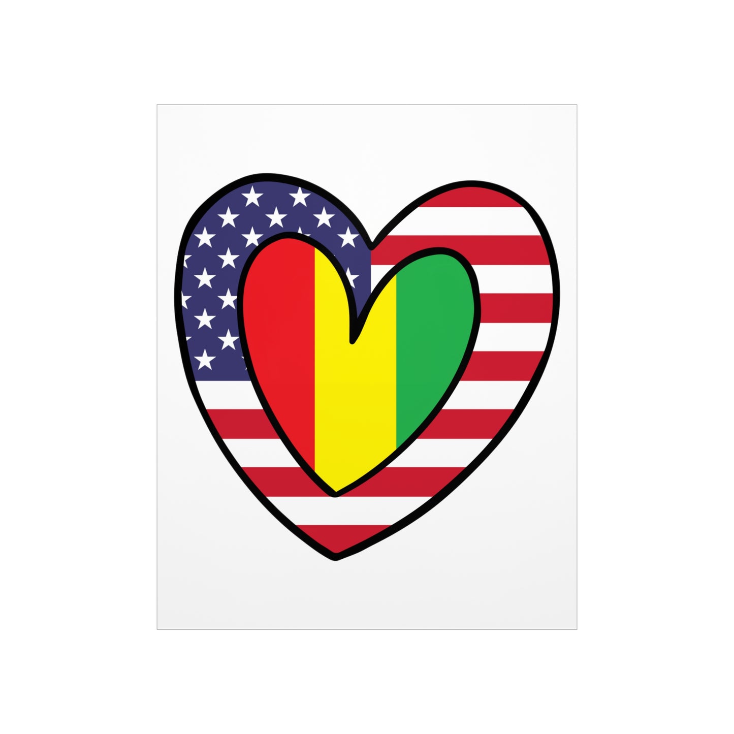 Guinean American Heart Valentines Day Wedding Gift Half Guinea USA Flag Premium Matte Poster