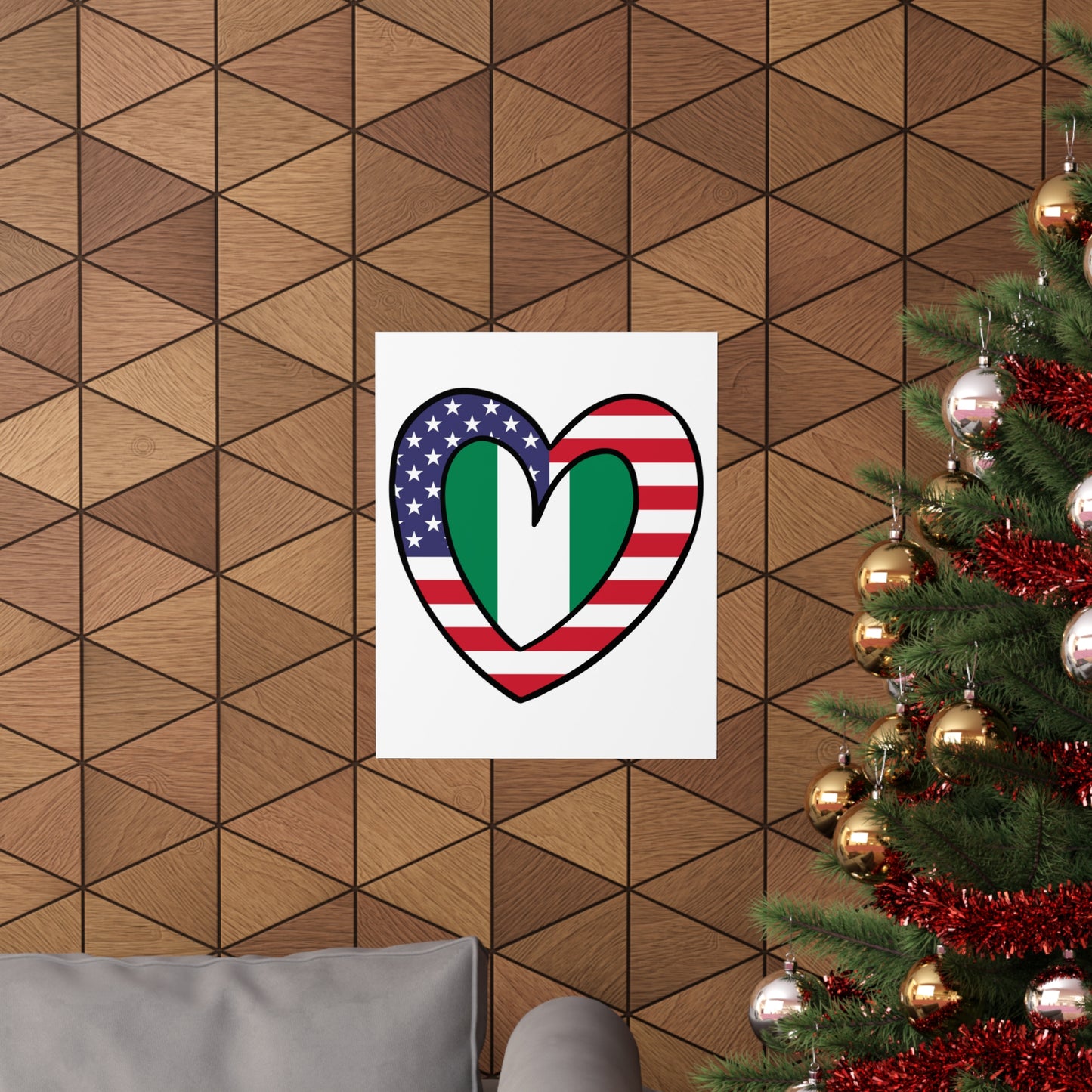 American Nigerian Flag Inner Heart USA Naija Nigeria Premium Matte Poster