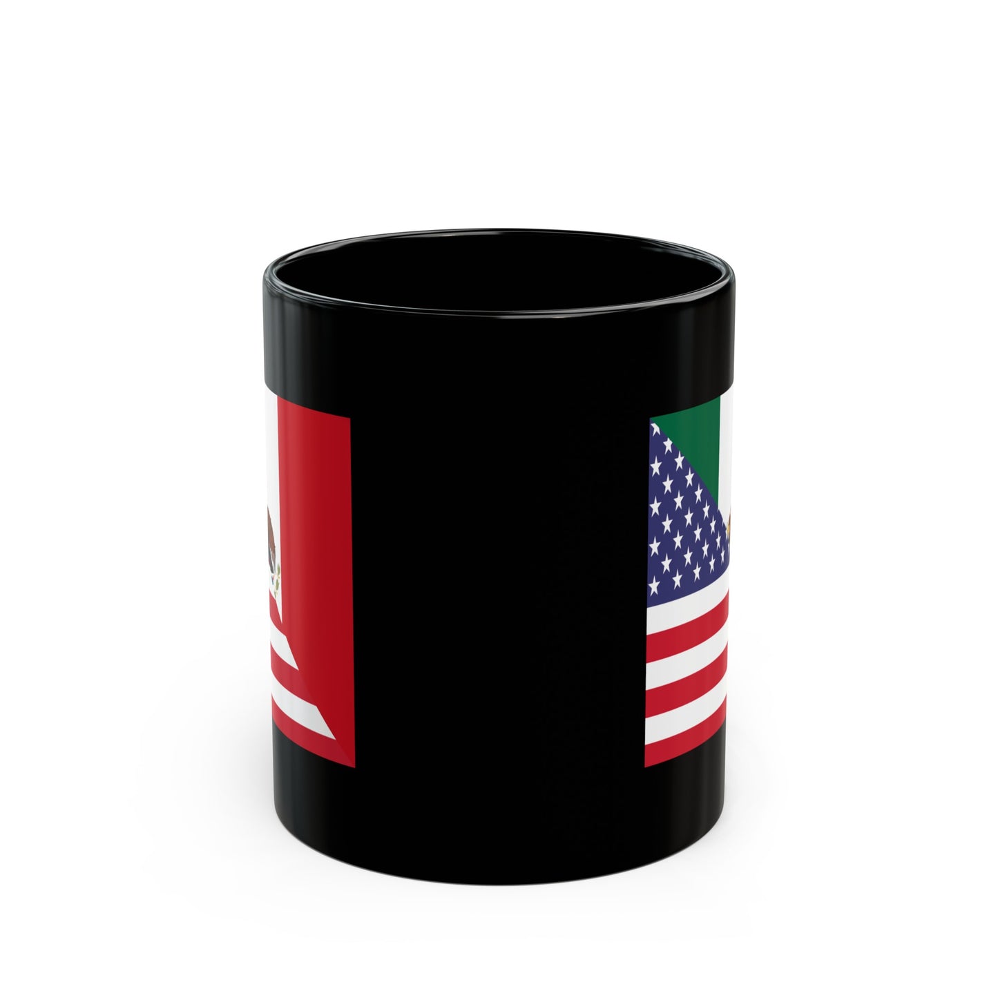 Mexican American Flag Mexico USA Black Mug (11oz, 15oz)