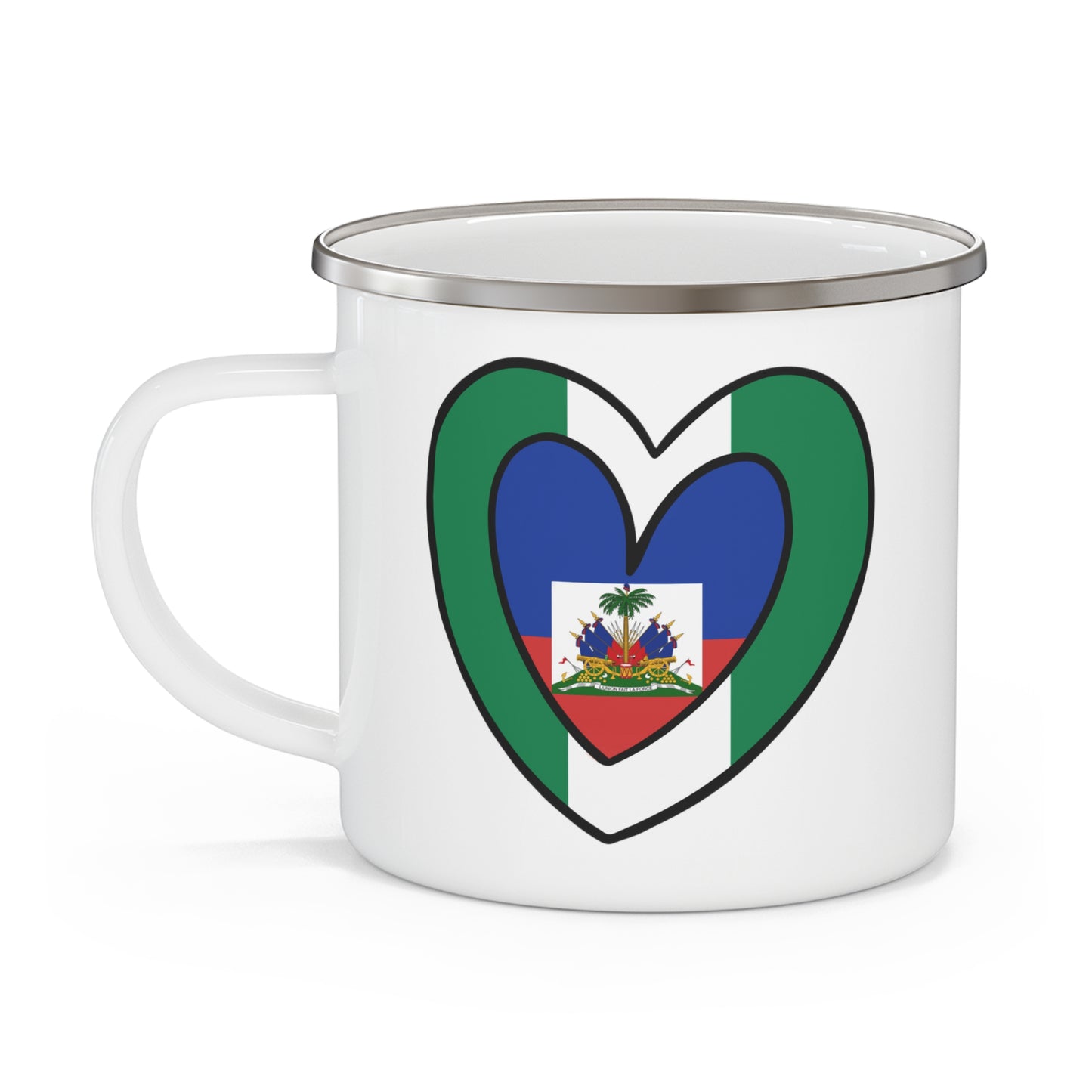 Nigerian Haitian Flag Inner Heart Nigeria Haiti  12oz Enamel Mug