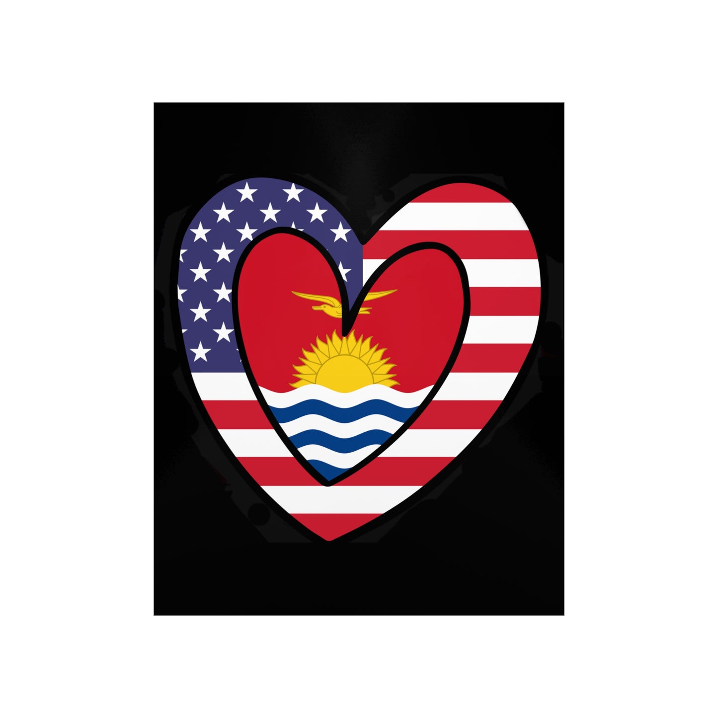 Kiribati American Heart Valentines Day Wedding Gift Half Micronesian USA Flag Premium Matte Poster