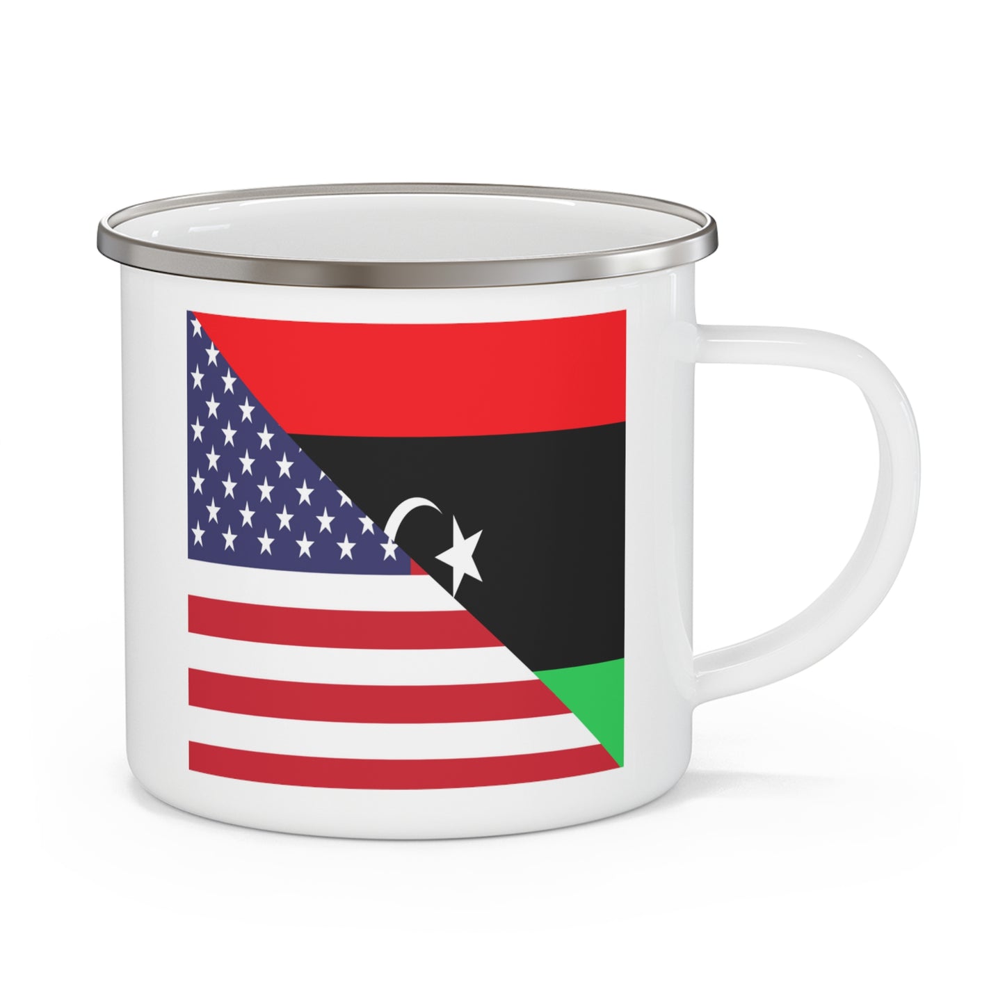 Libya American Flag Libyan USA 12oz Enamel Mug