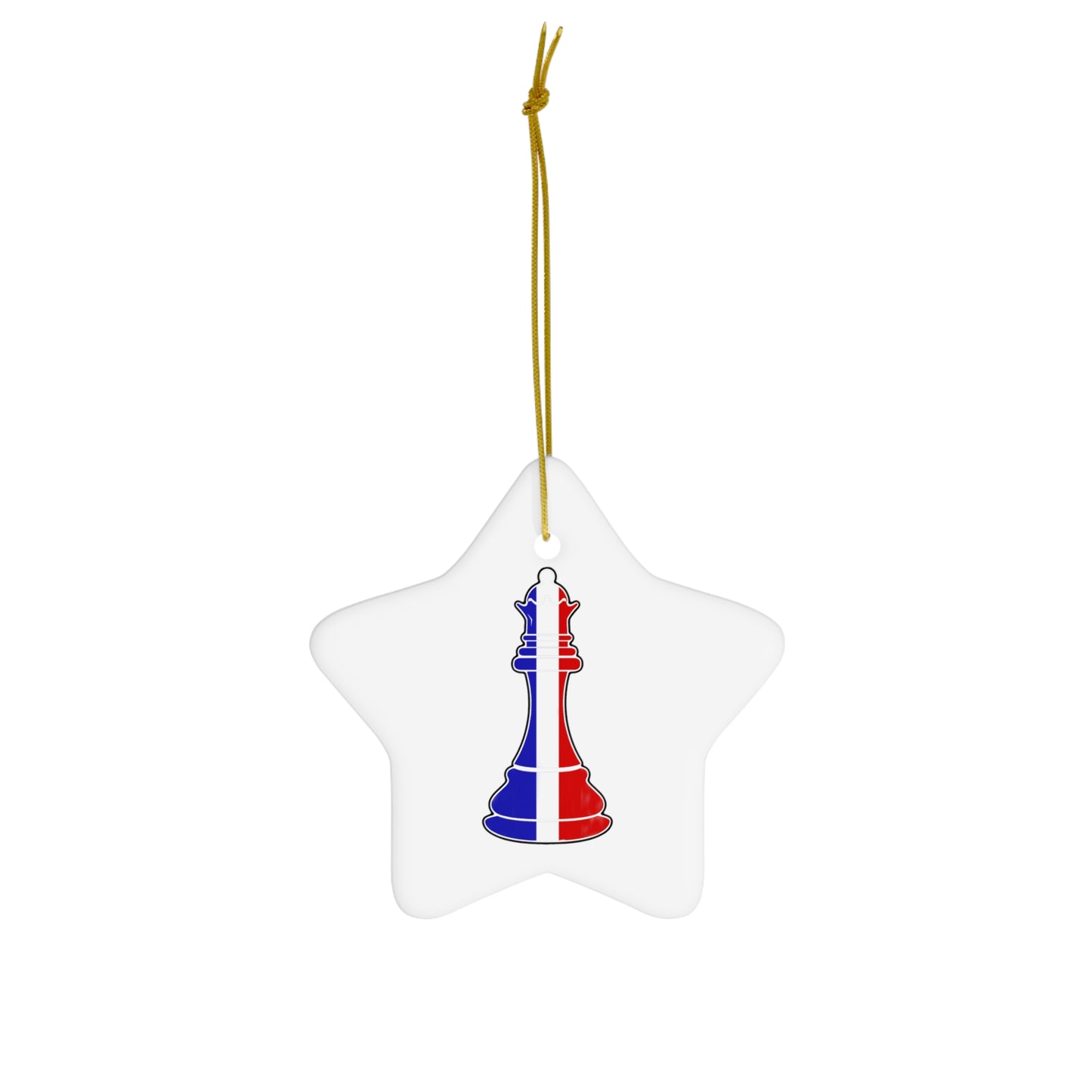 French Queen Flag Chess Piece France Ceramic Ornament | Christmas Tree Ornaments