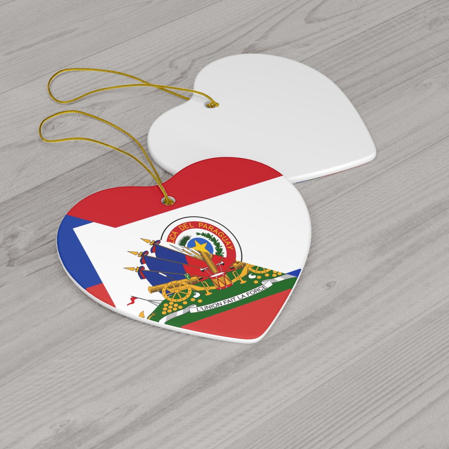 Haitian Paraguayan Flag | Haiti Paraguay Ceramic Ornament | Christmas Tree Ornaments