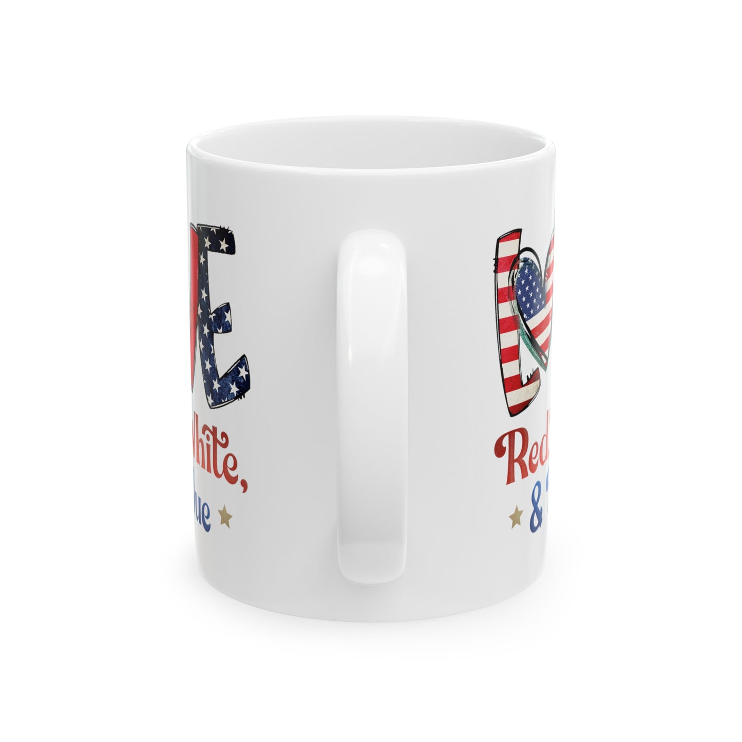 Love Red White And Blue Ceramic Mug 11oz, 15oz Cup