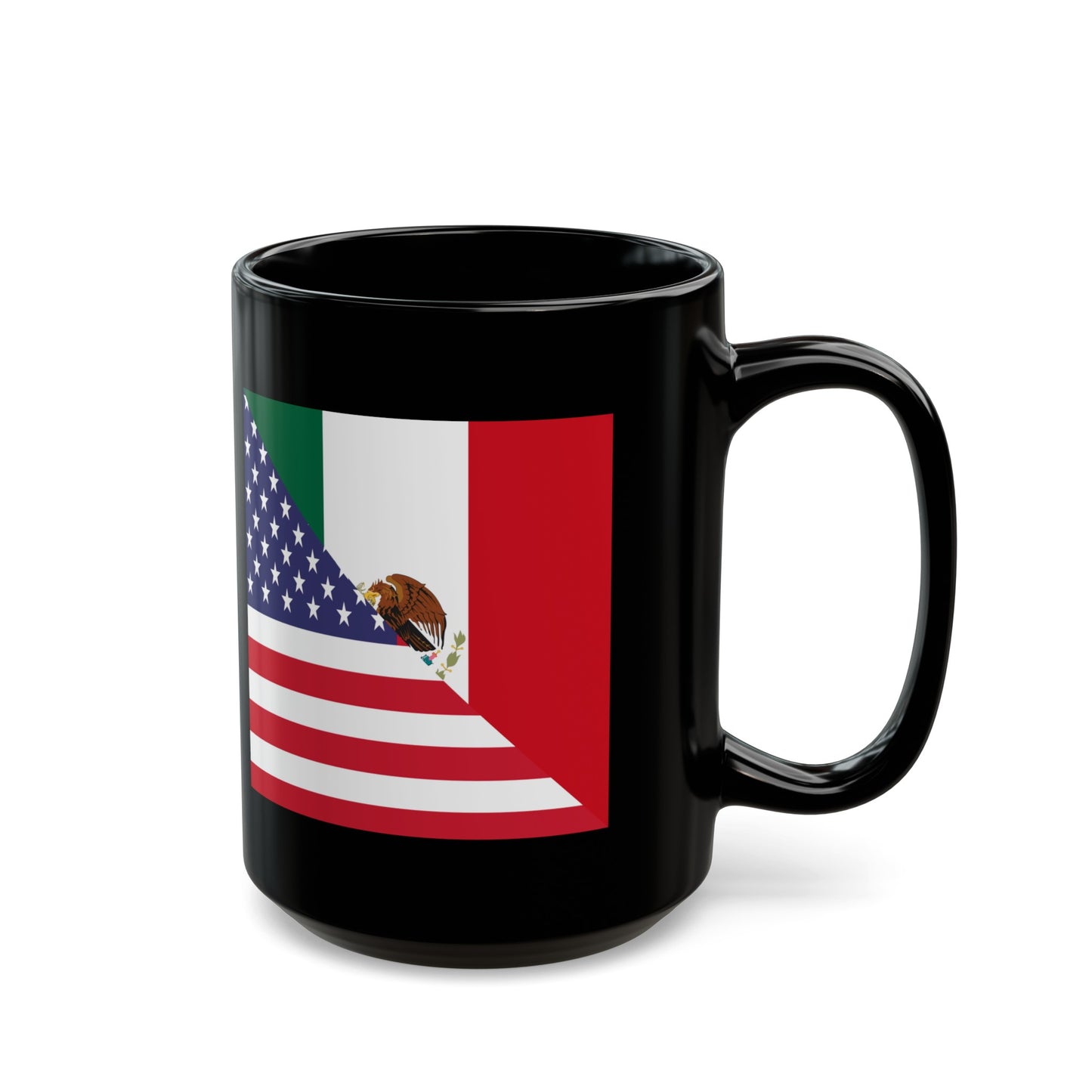 Mexican American Flag Mexico USA Black Mug (11oz, 15oz)