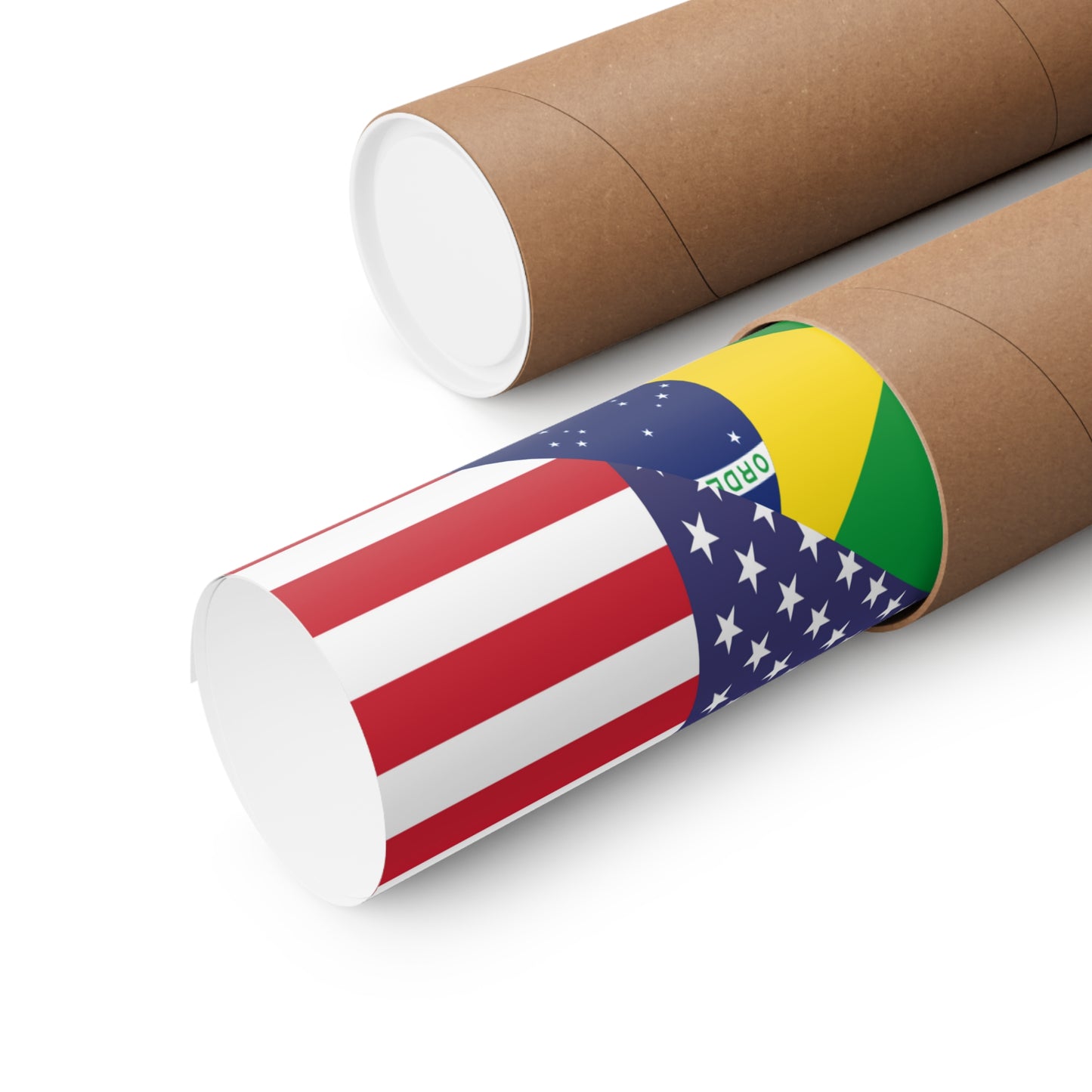 Brazilian American Flag Half Brazil USA Brasil Premium Matte Poster