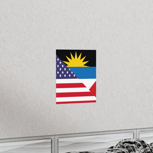 Antigua and Barbuda American Flag Antiguan USA Premium Matte Poster