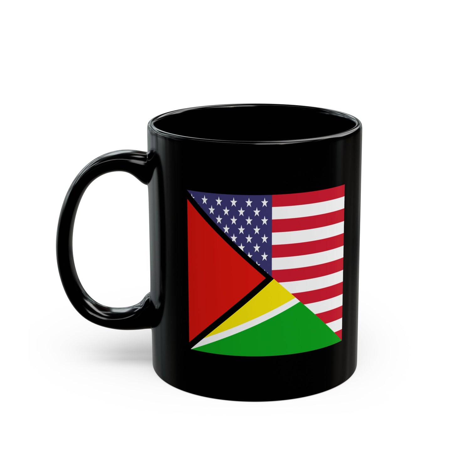 Guyana American Flag Half Guyanese USA Black Mug (11oz, 15oz)