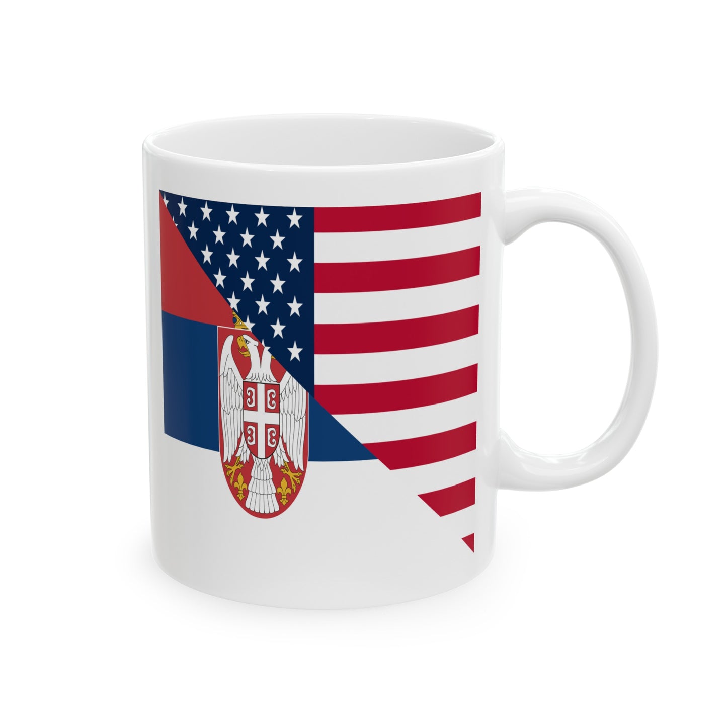 Serbian American Flag Half Serbia USA Ceramic Mug 11oz, 15oz Cup