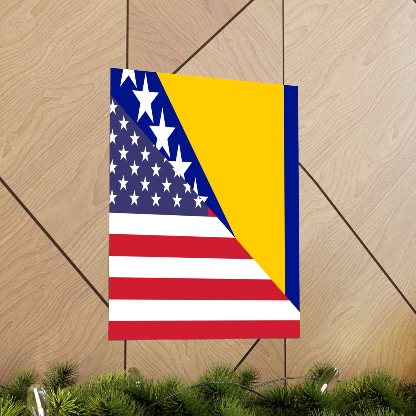 Bosnia Herzegovina American Flag Premium Matte Poster