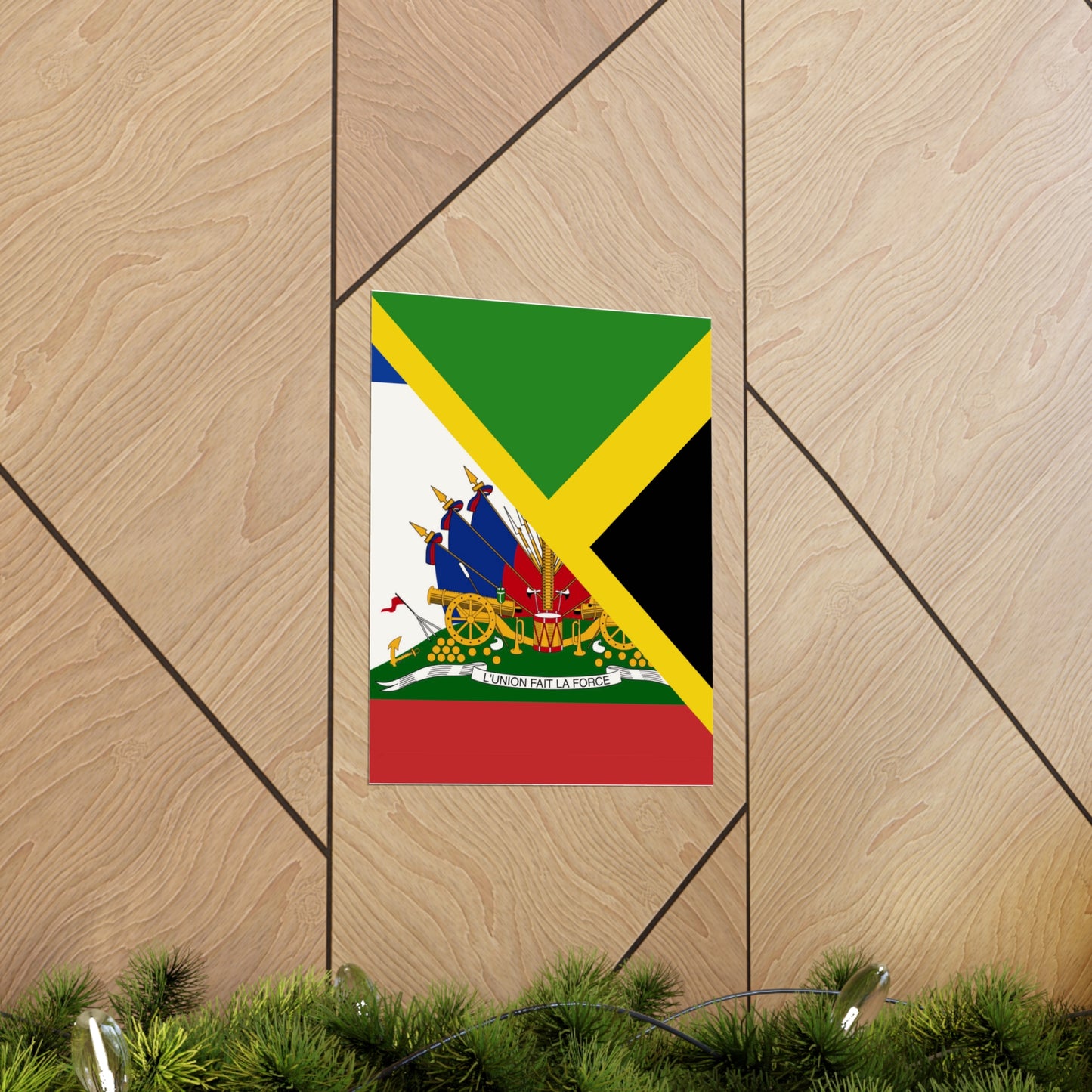 Haitian Jamaican Flag | Half Jamaica Haiti Premium Matte Poster