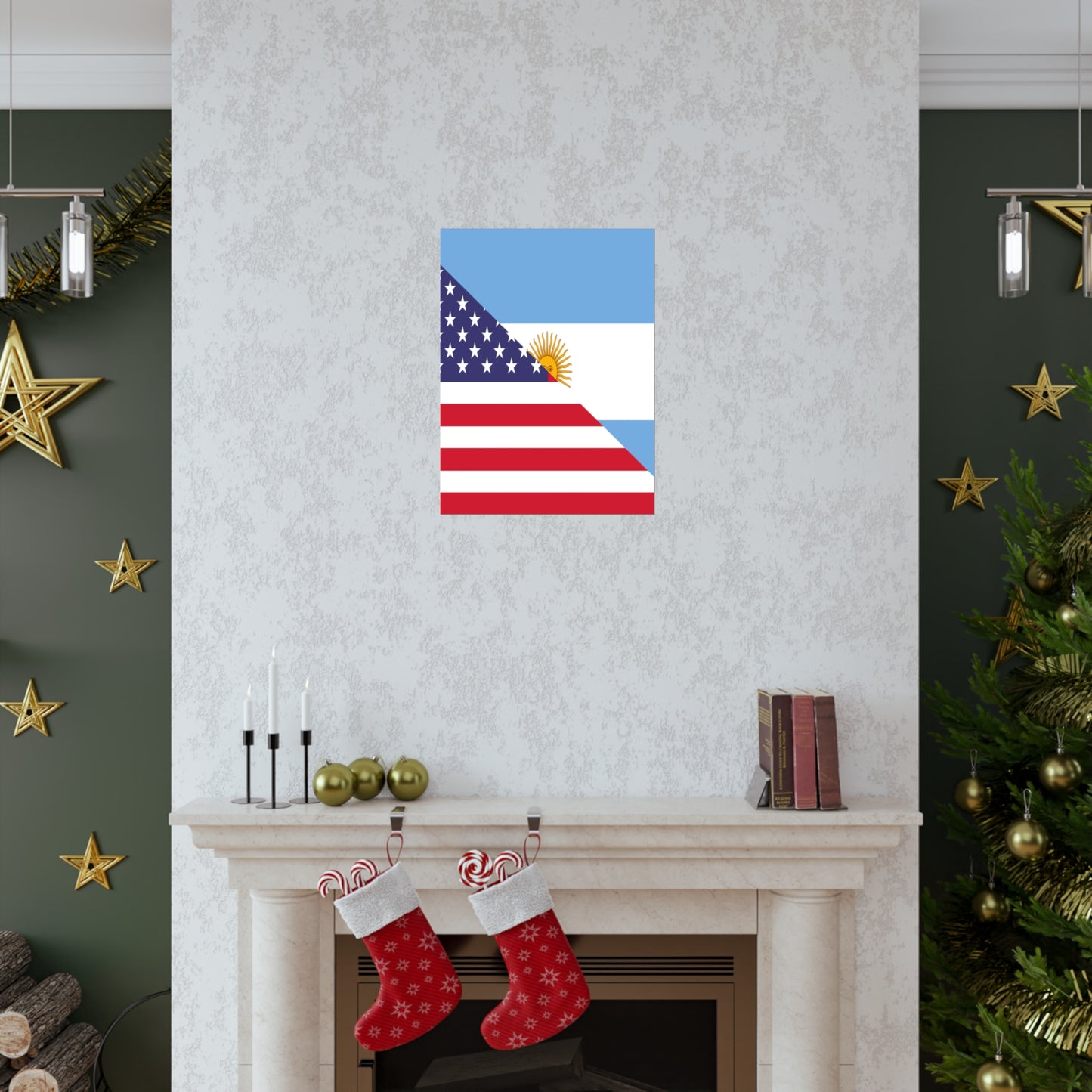 Argentina American Flag Argentinian USA Half Premium Matte Poster