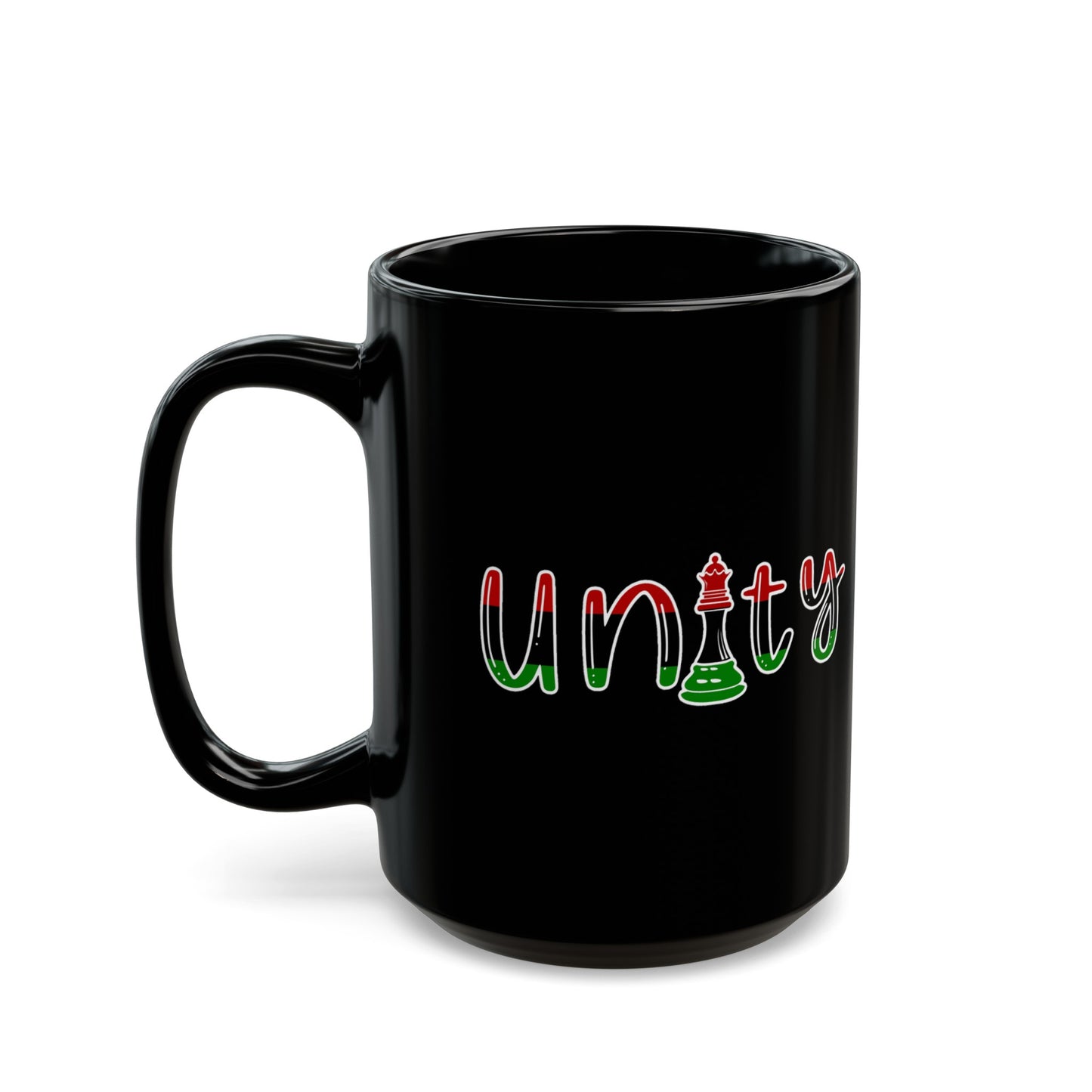 Black Queen Unity Pan African Flag Chess Piece Black Mug (11oz, 15oz)