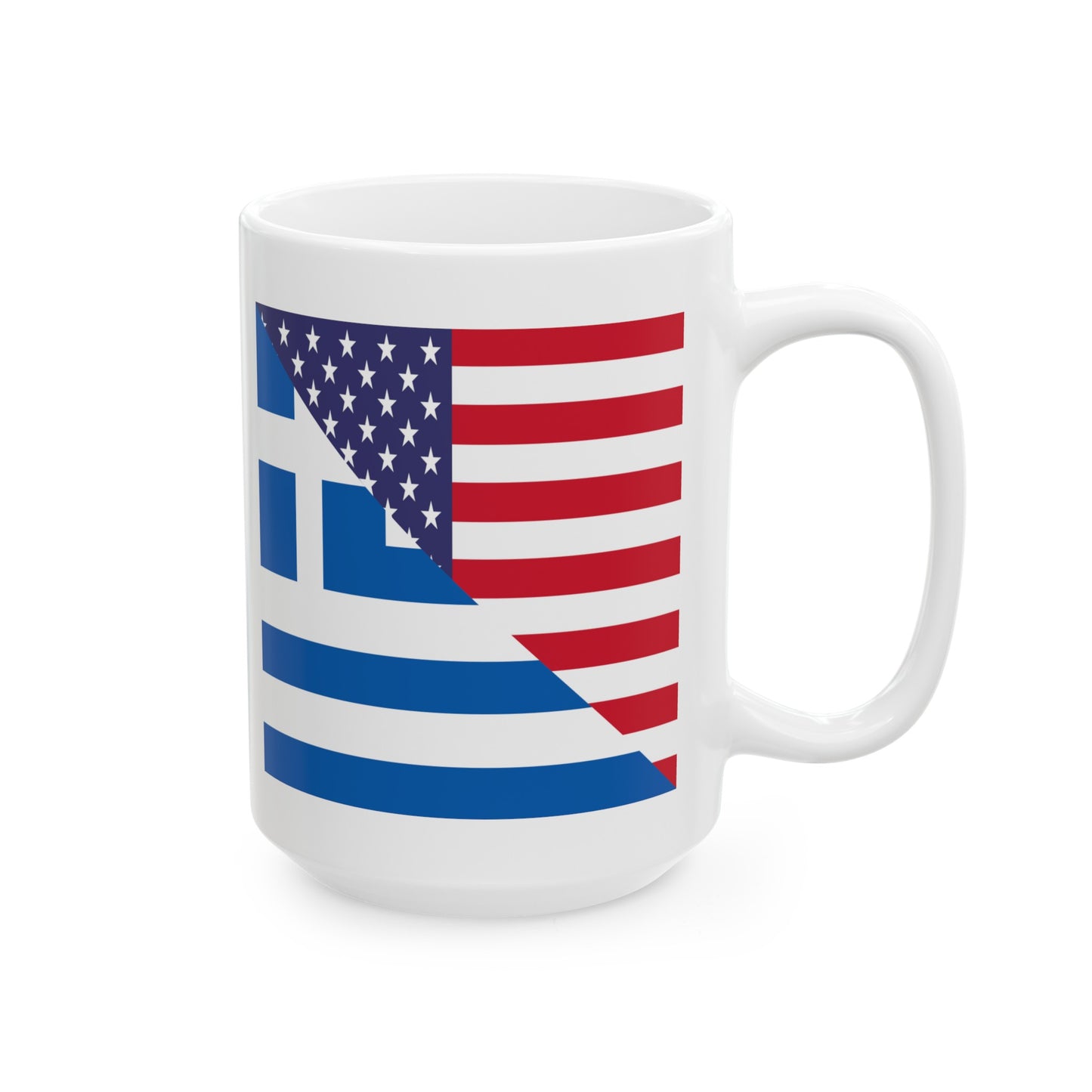 Greek American Flag Half Greece USA Ceramic Mug 11oz, 15oz Cup