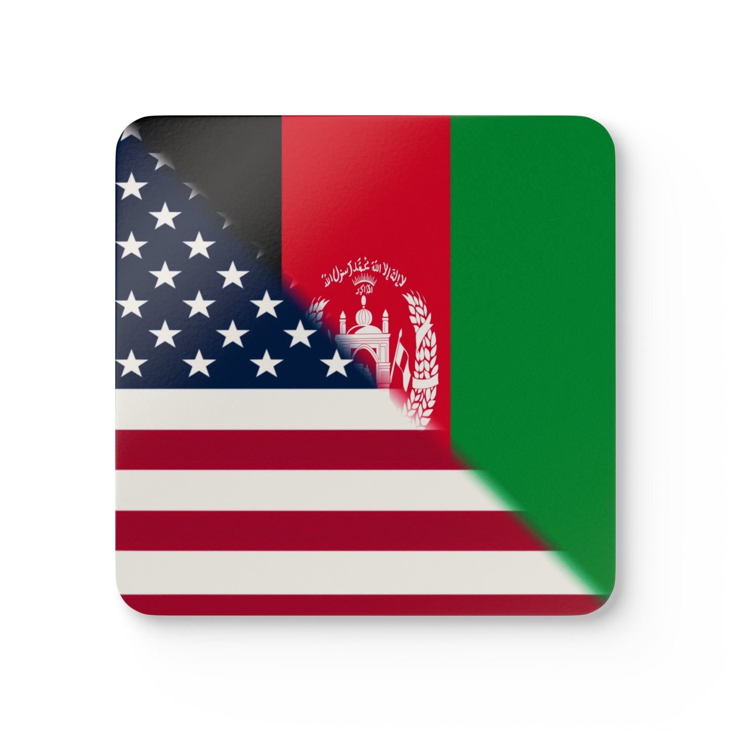 Afghan USA Flag Afghanistan American Corkwood Coaster Set