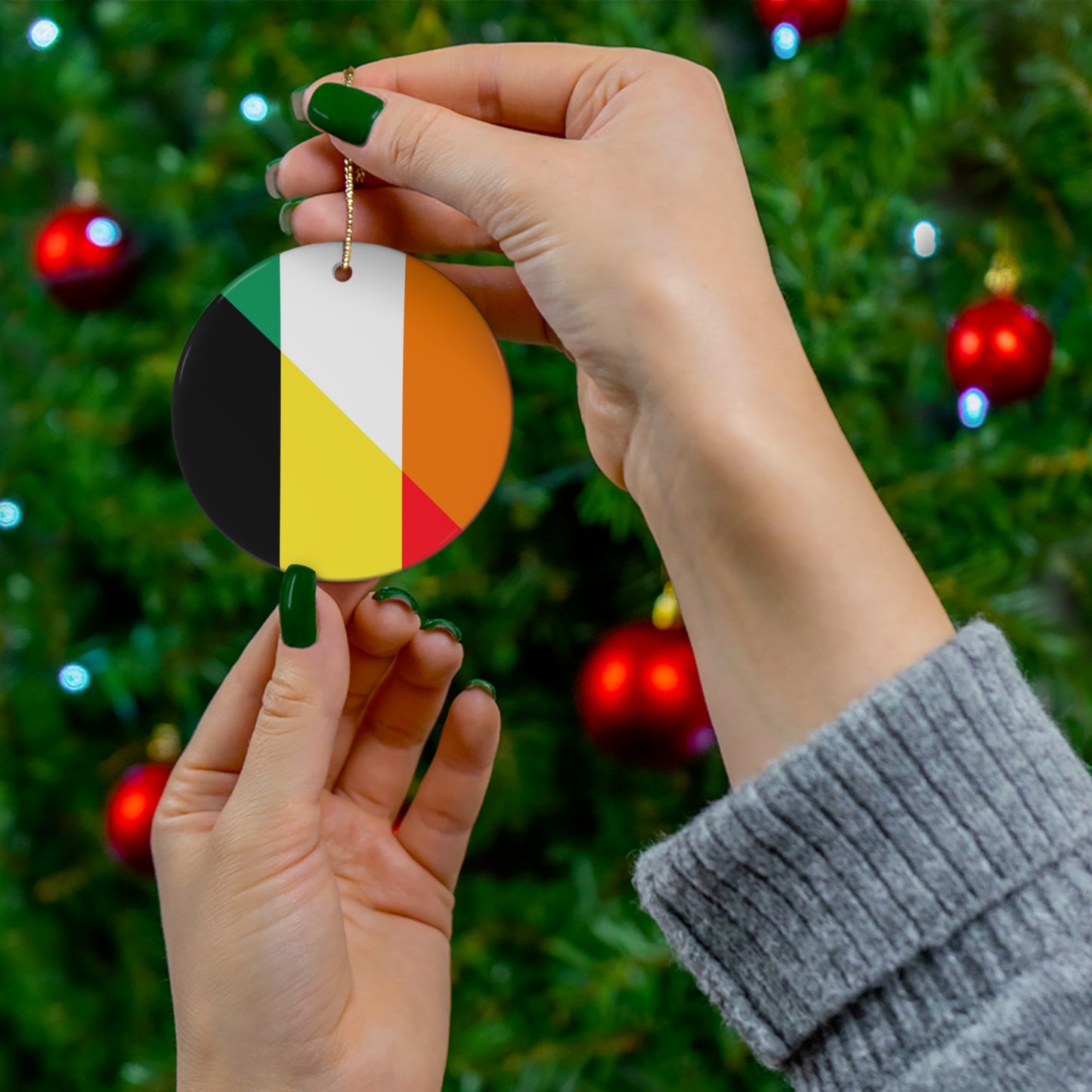 German Irish Flag Half Germany Ireland Ceramic Ornament | Christmas Tree Ornaments