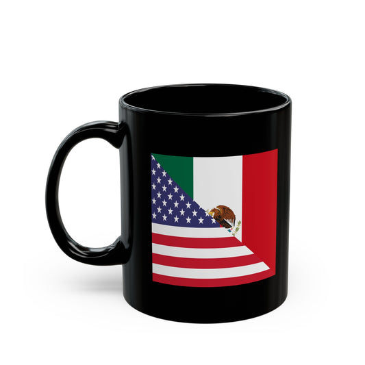 Mexican American Flag Mexico USA Black Mug (11oz, 15oz)