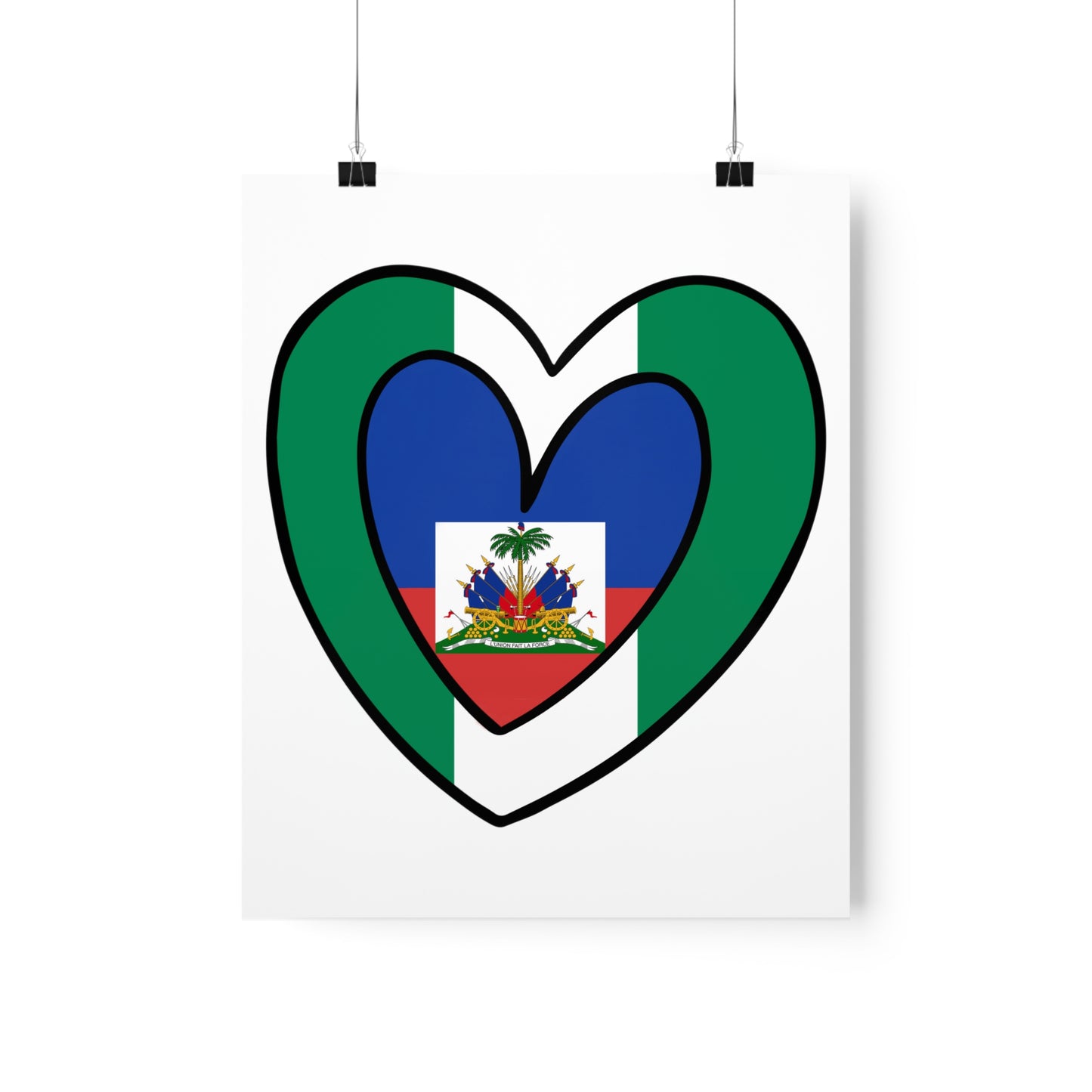 Nigerian Haitian Flag Inner Heart Nigeria Haiti  Premium Matte Poster