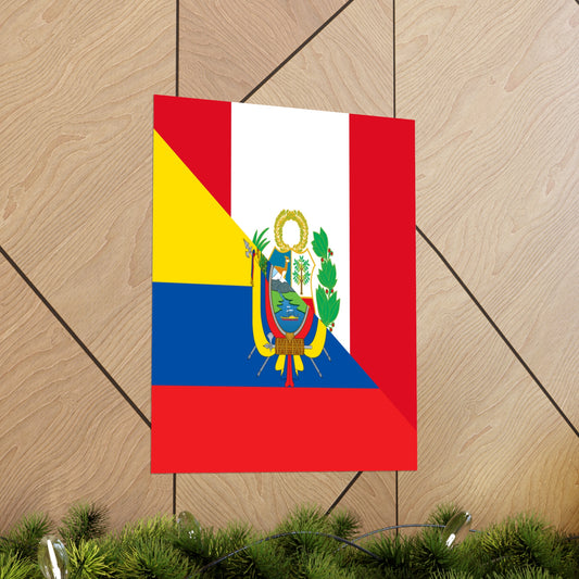 Peru Ecuador Flag Peruvian Ecuadorian Premium Matte Poster