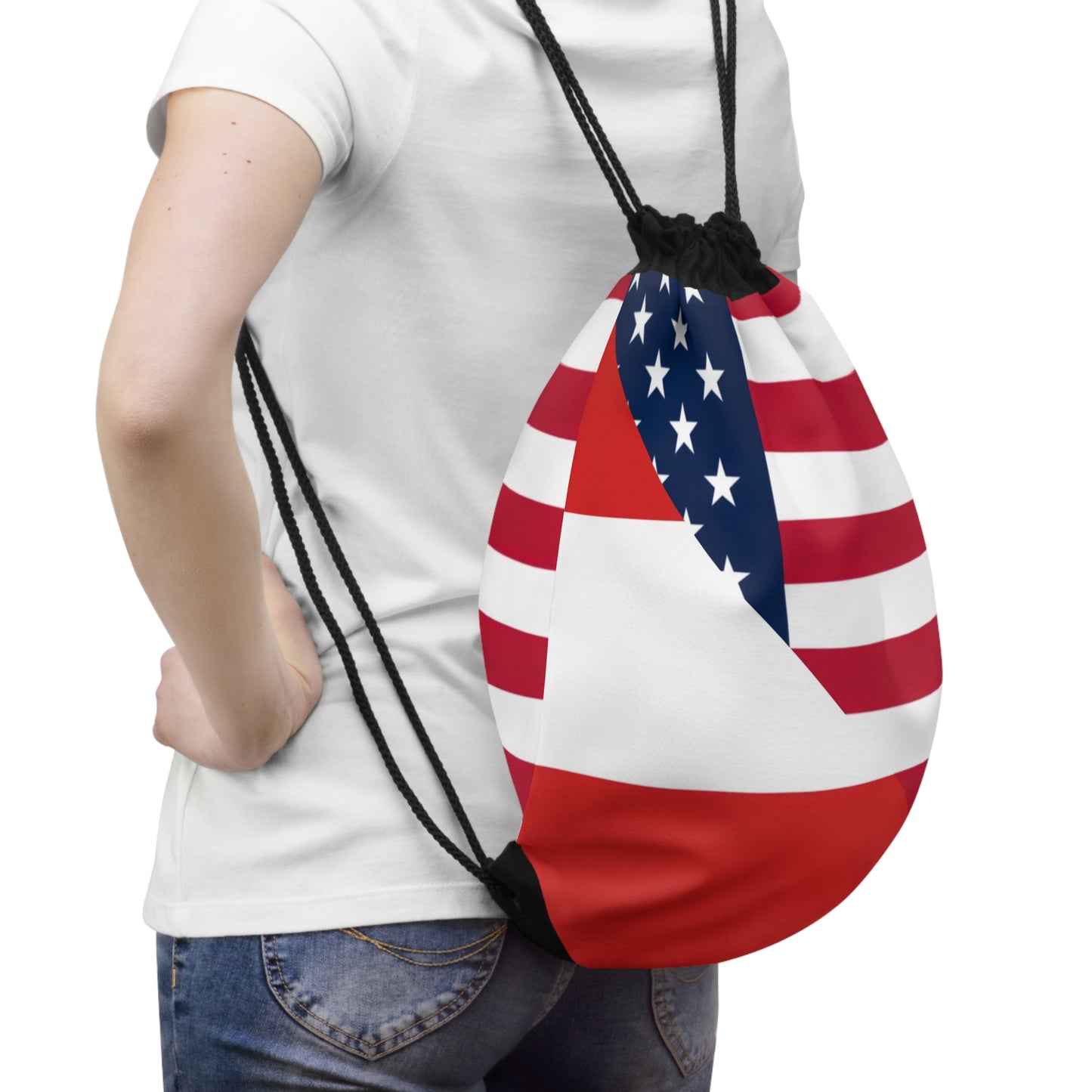 Austrian American Flag Austria USA Drawstring Bag