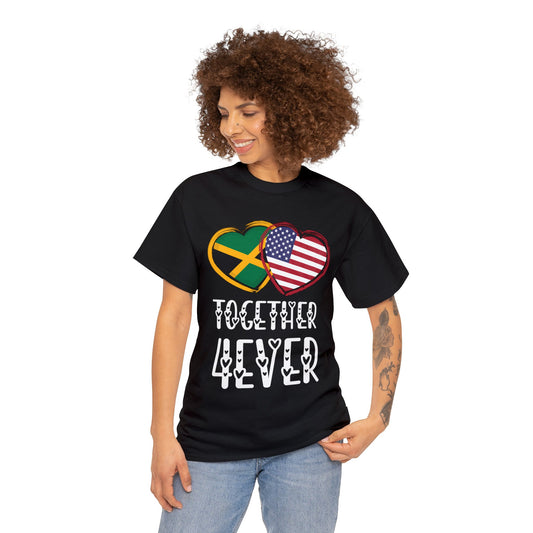 Jamaica USA Valentines Gift Flag Heart Jamaican American Together 4ever T-Shirt | Unisex Tee Shirt