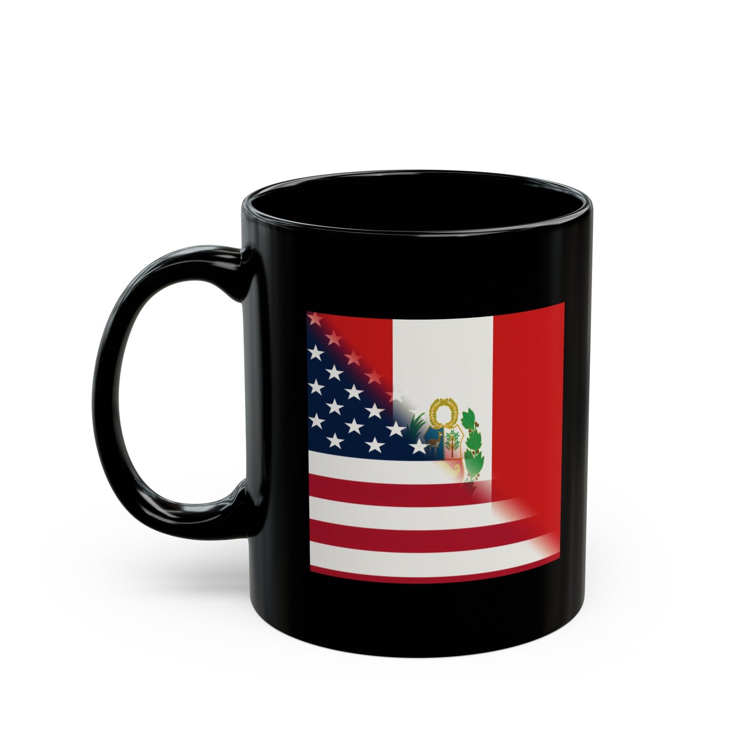 Peruvian USA Flag Peru American Black Mug (11oz, 15oz)