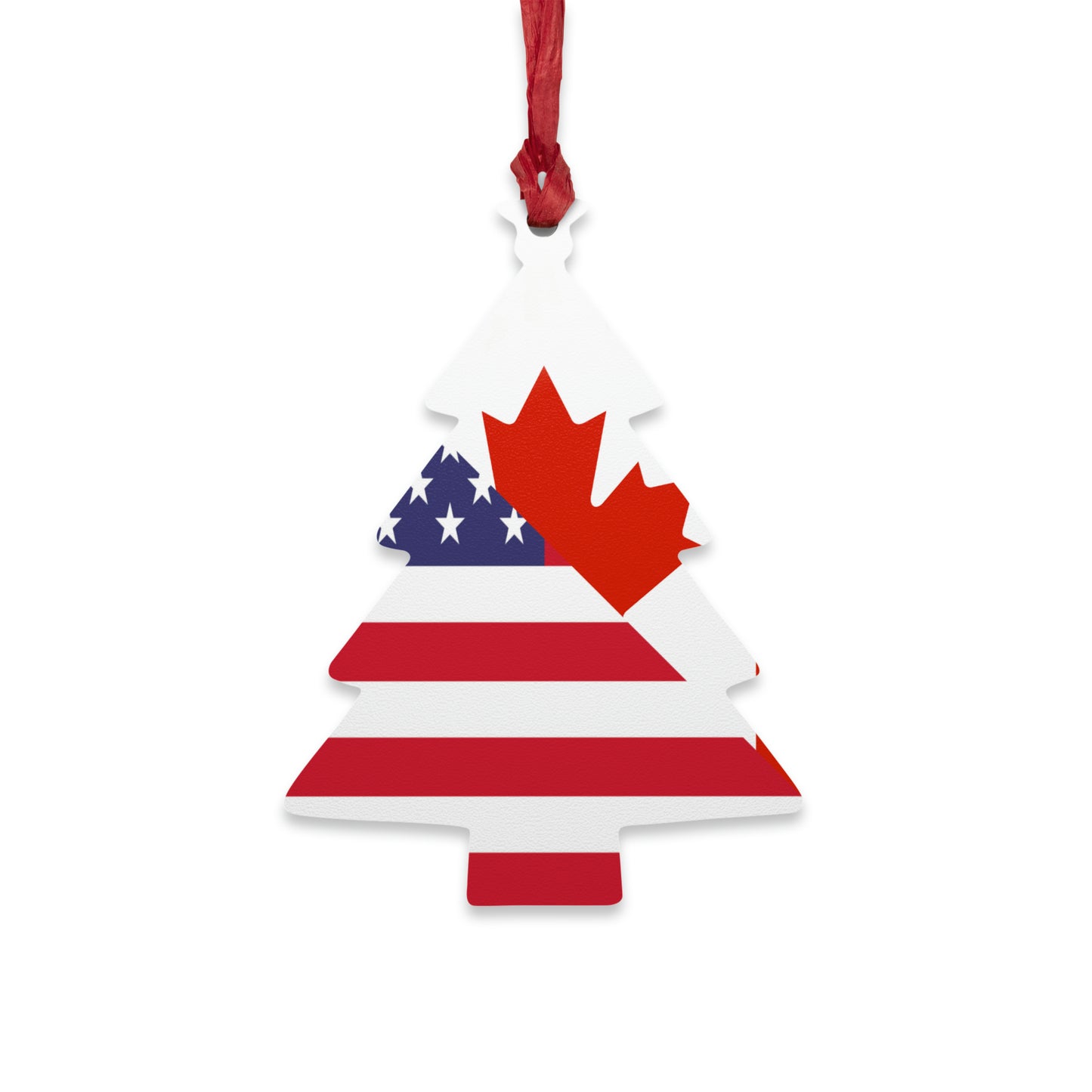 Canadian American Flag Canada USA Wooden Ornament