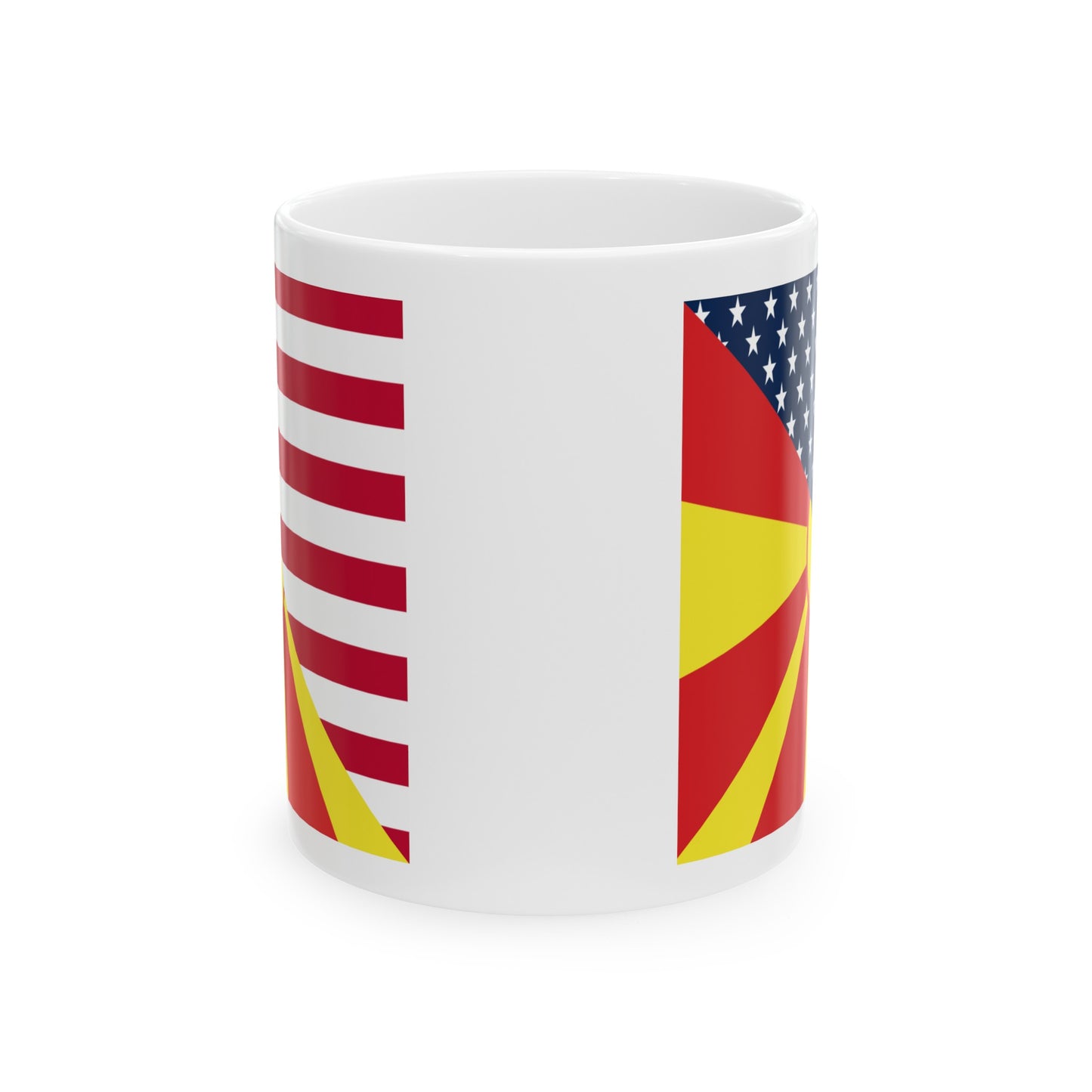 North Macedonia American Flag Half Macedonian USA Ceramic Mug 11oz, 15oz Cup