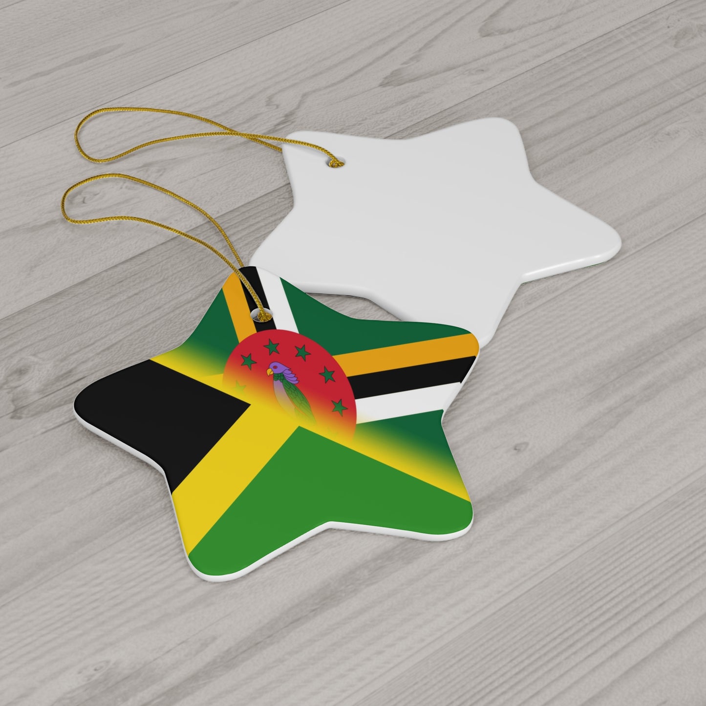 Jamaican Dominican Flag | Half Jamaica Dominica Ceramic Ornament | Christmas Tree Ornaments