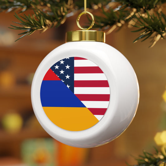 Armenian American Flag Armenia USA Christmas Tree Ball Ornament