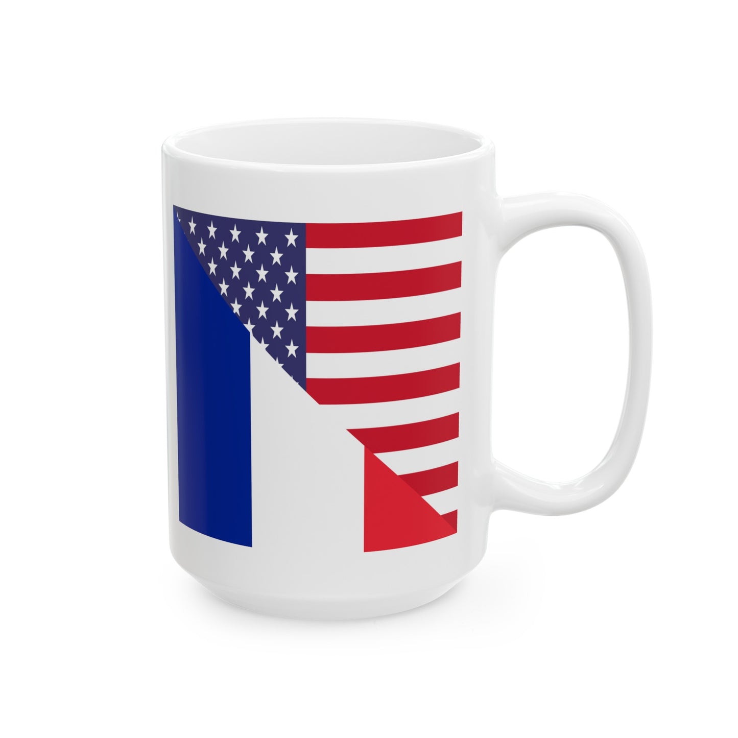 French American Flag France USA Ceramic Mug 11oz, 15oz Cup