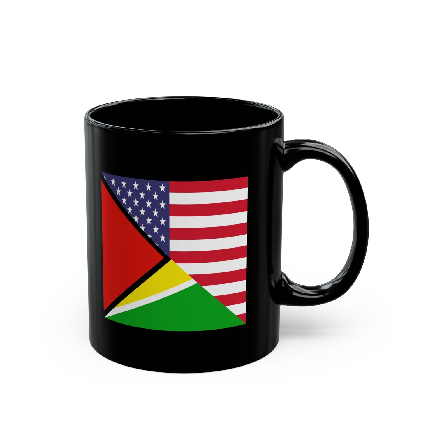 Guyana American Flag Half Guyanese USA Black Mug (11oz, 15oz)