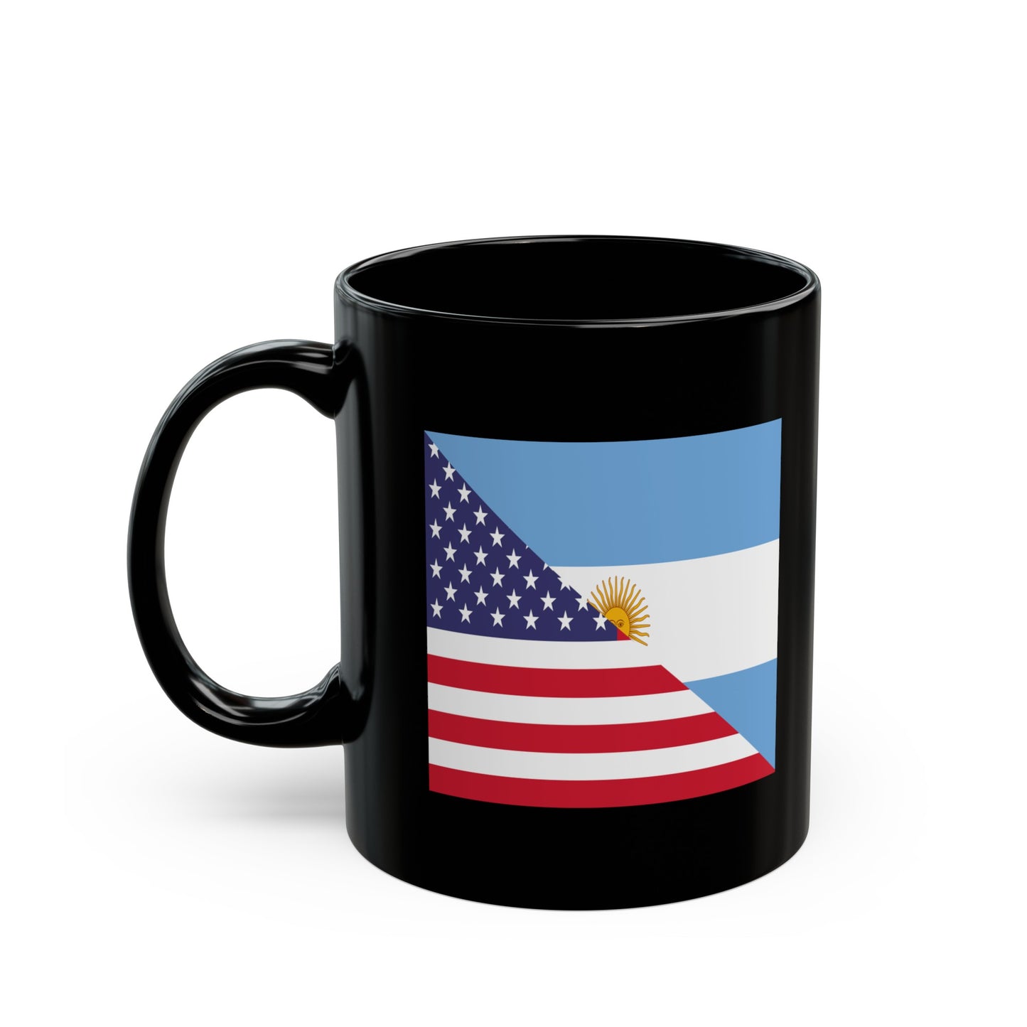 Argentina American Flag Argentinian USA Half Black Mug (11oz, 15oz)