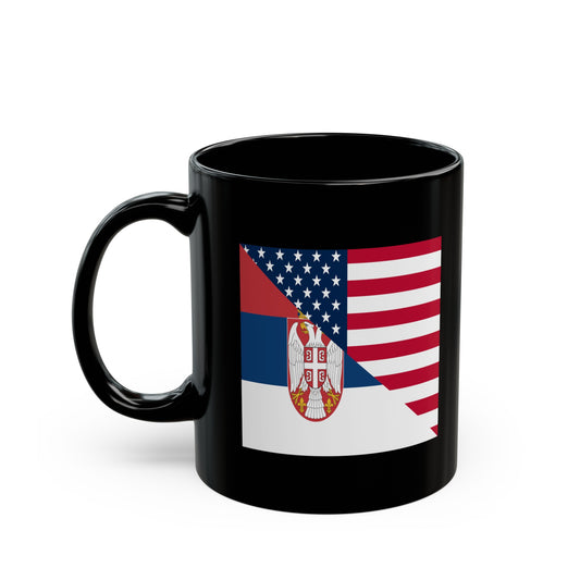 Serbian American Flag Half Serbia USA Black Mug (11oz, 15oz)