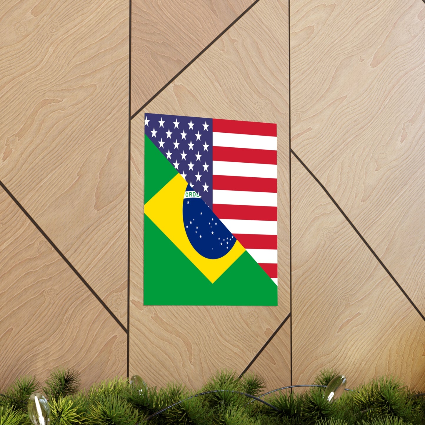 Brazilian American Flag Half Brazil USA Brasil Premium Matte Poster