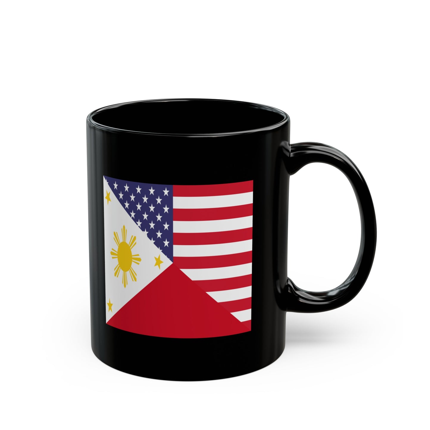 Filipino American Flag Half Philippines USA Black Mug (11oz, 15oz)